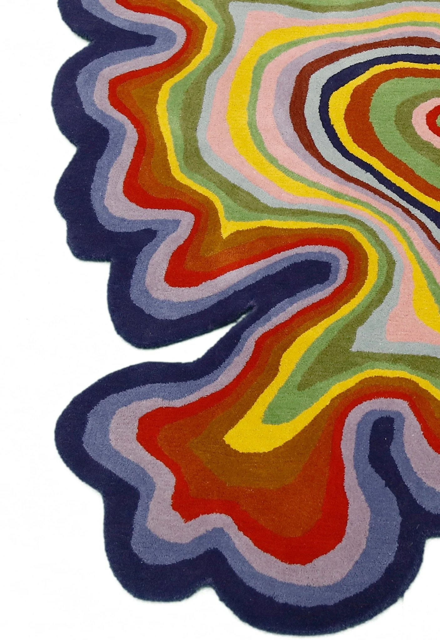 Modern Colorburst Ripple Hand Tufted 6x6 Wool Rug - Image 5