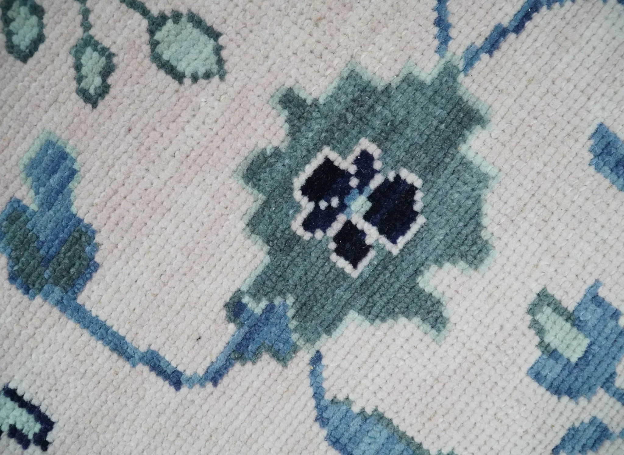 Soft Pink, Gray and Blue Hand Knotted Traditional Oushak Custom Made Wool Area Rug - Image 4