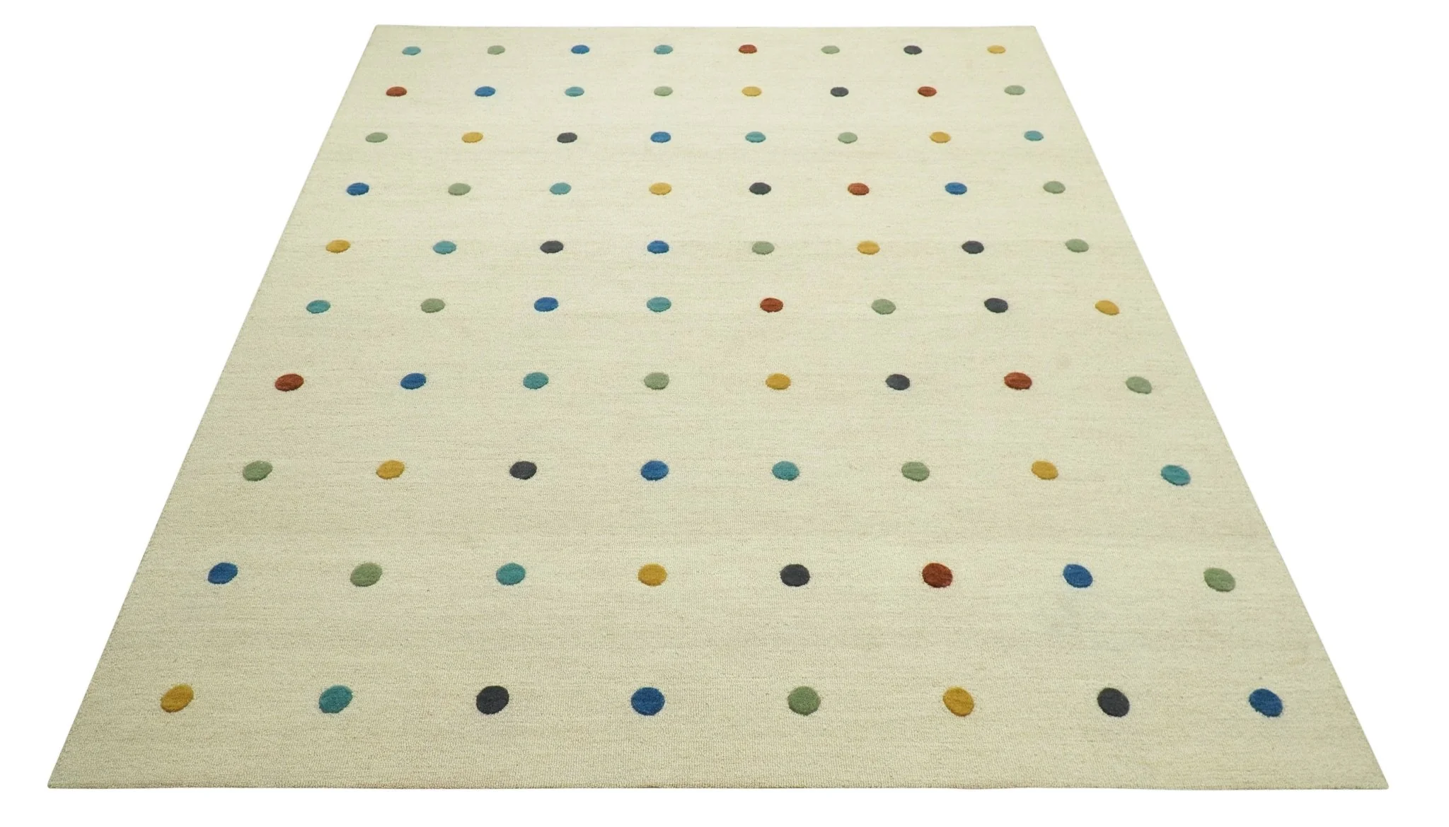 Modern Colorful Polka Dot Beige Hand Tufted Custom Made wool area rug - Image 10