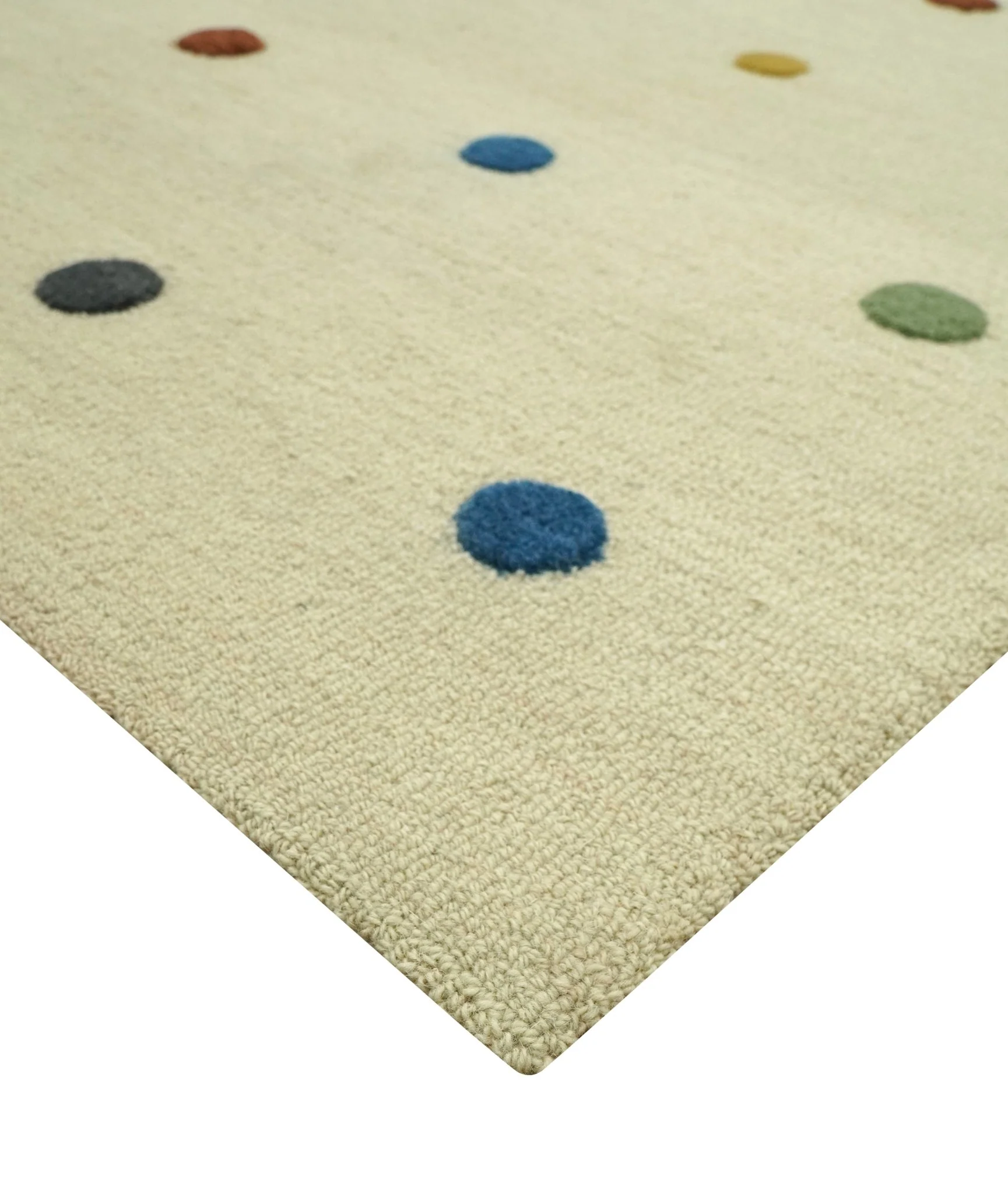 Modern Colorful Polka Dot Beige Hand Tufted Custom Made wool area rug - Image 5