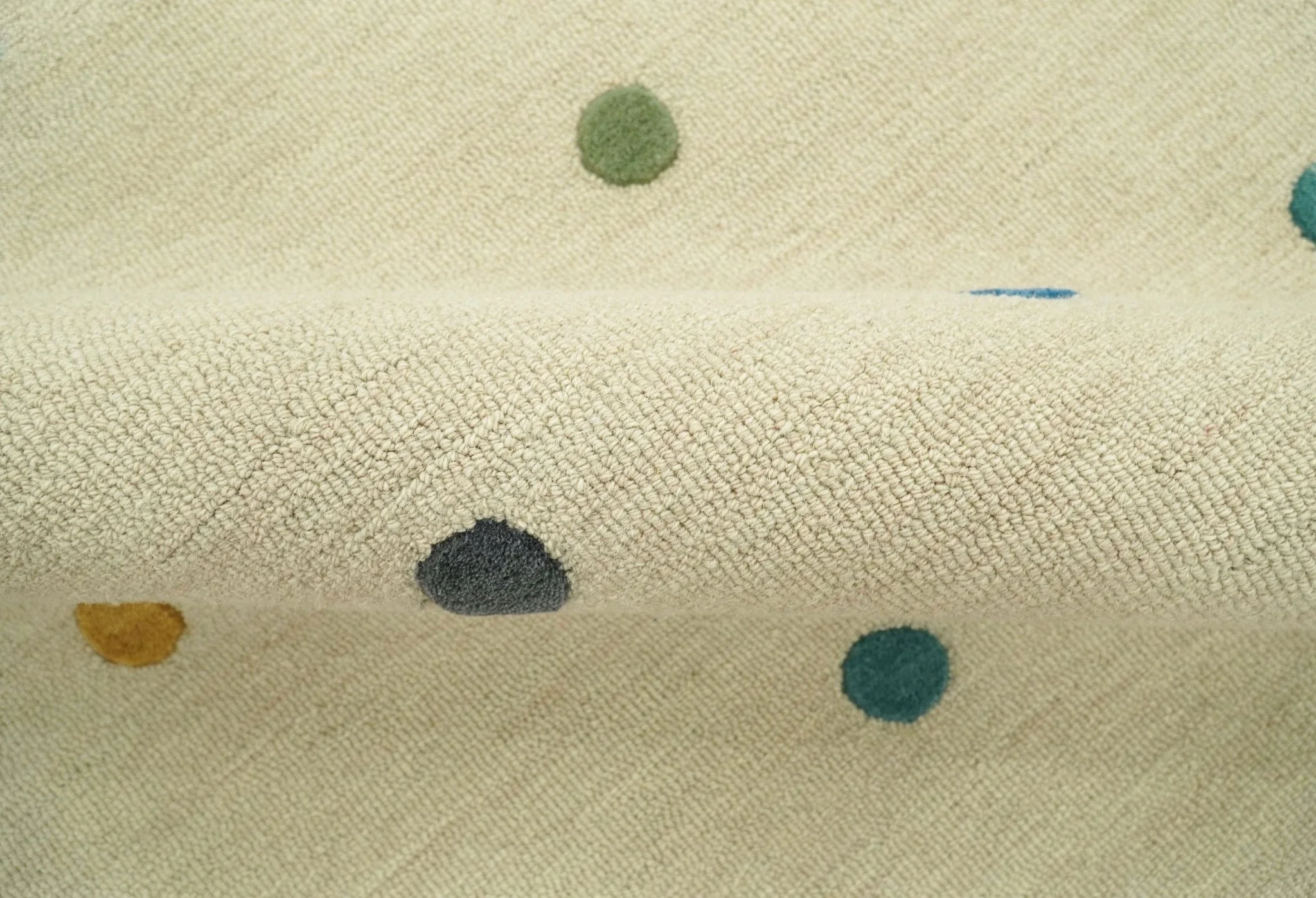 Modern Colorful Polka Dot Beige Hand Tufted Custom Made wool area rug - Image 6