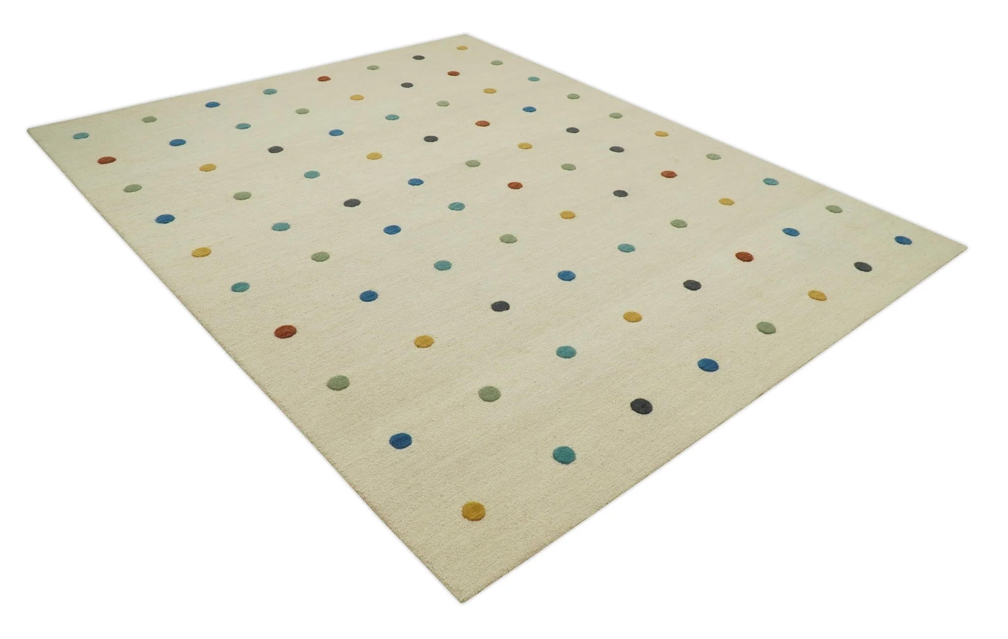 Modern Colorful Polka Dot Beige Hand Tufted Custom Made wool area rug - Image 9