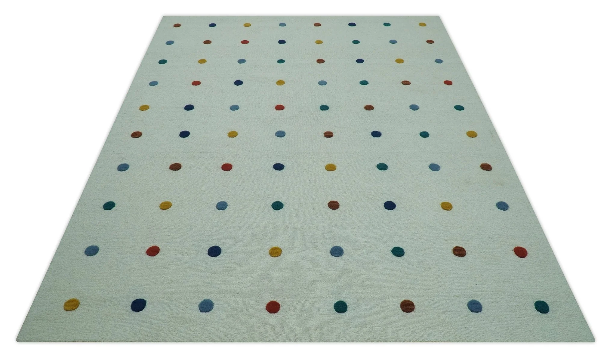 Modern Colorful Polka Dot Ivory Hand Tufted Custom Made wool area rug - Image 10