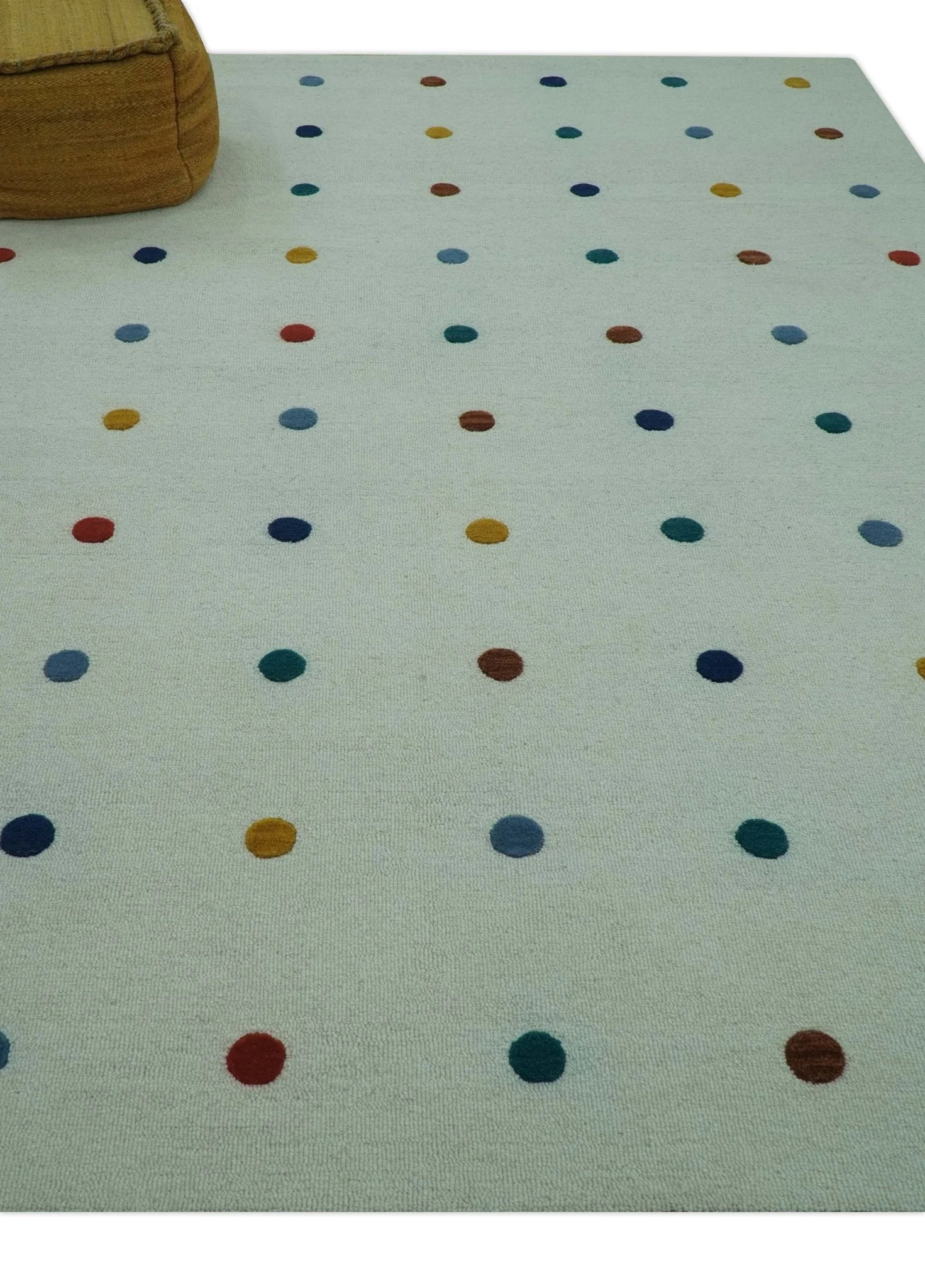 Modern Colorful Polka Dot Ivory Hand Tufted Custom Made wool area rug - Image 3