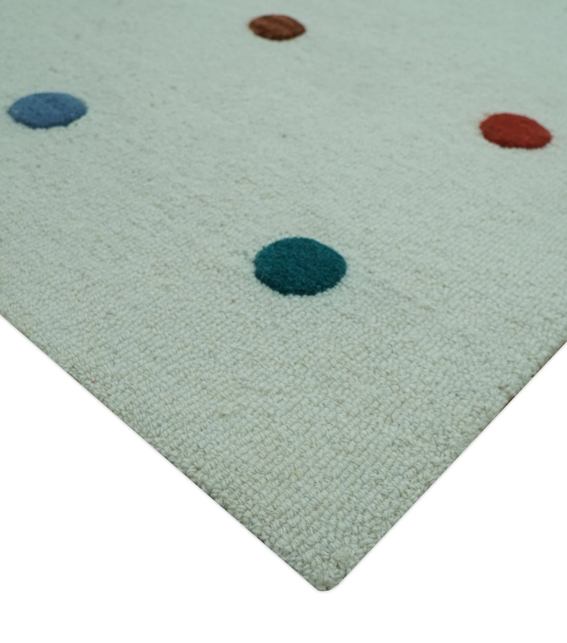 Modern Colorful Polka Dot Ivory Hand Tufted Custom Made wool area rug - Image 5