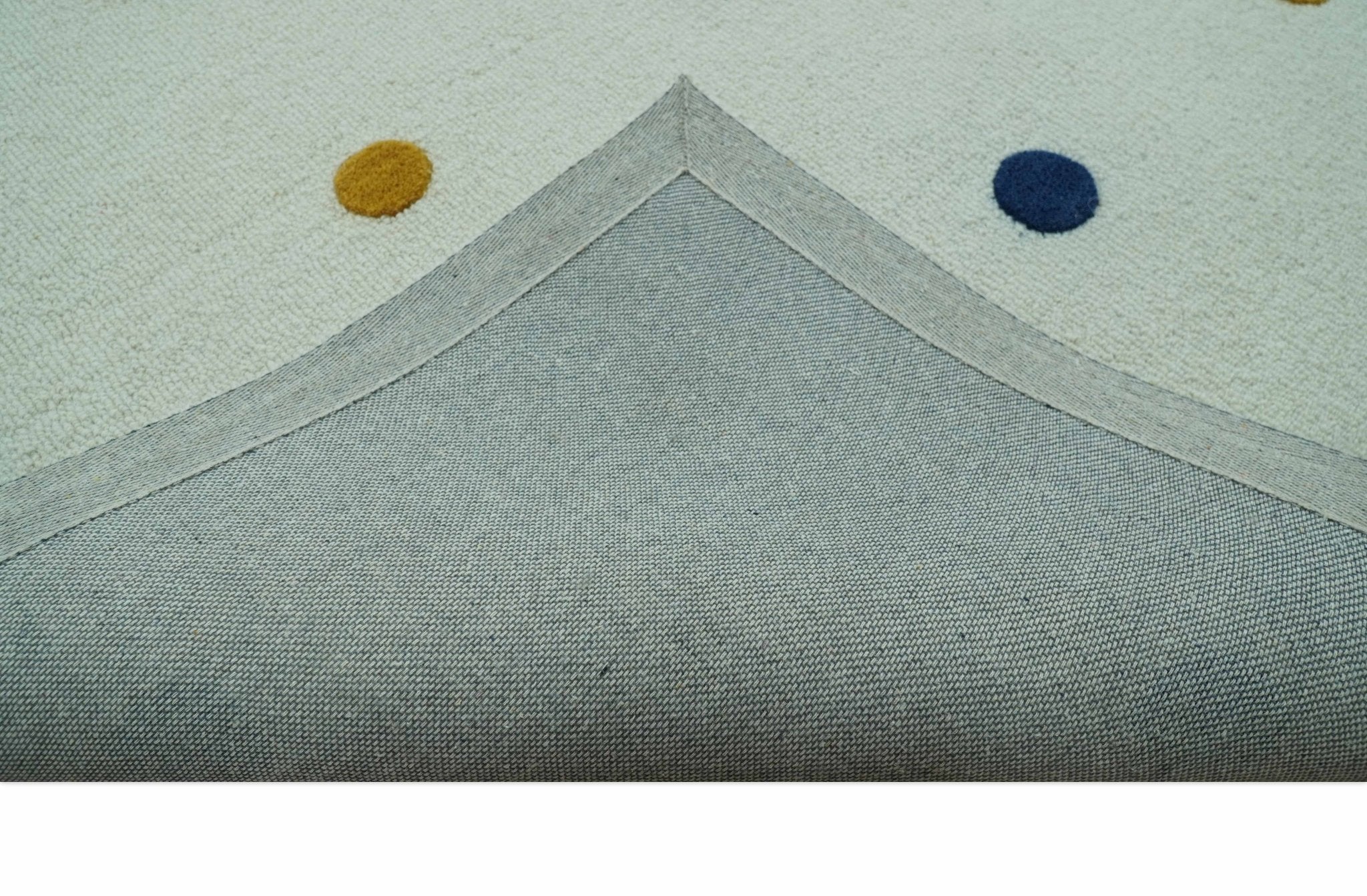 Modern Colorful Polka Dot Ivory Hand Tufted Custom Made wool area rug - Image 7