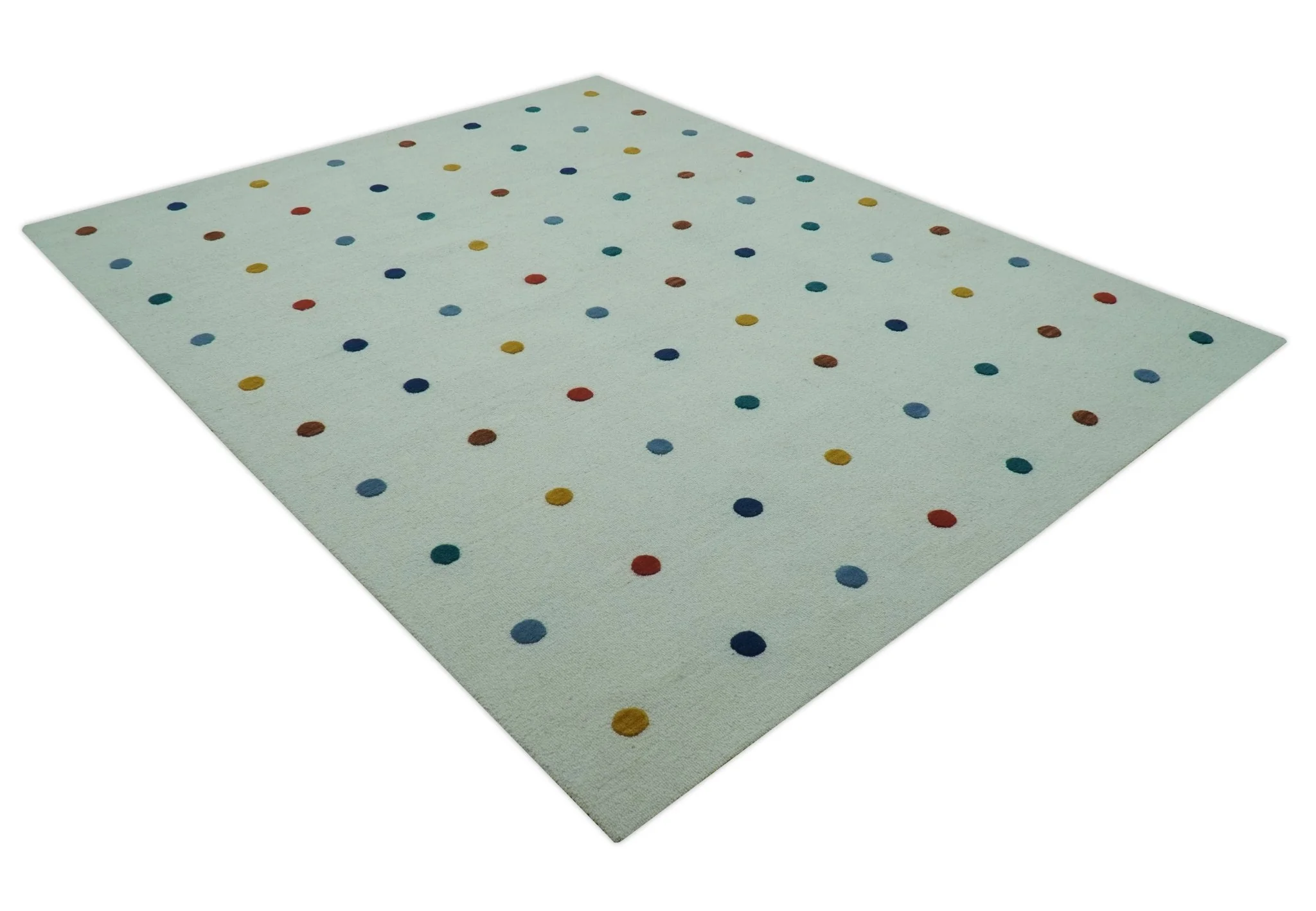 Modern Colorful Polka Dot Ivory Hand Tufted Custom Made wool area rug - Image 9