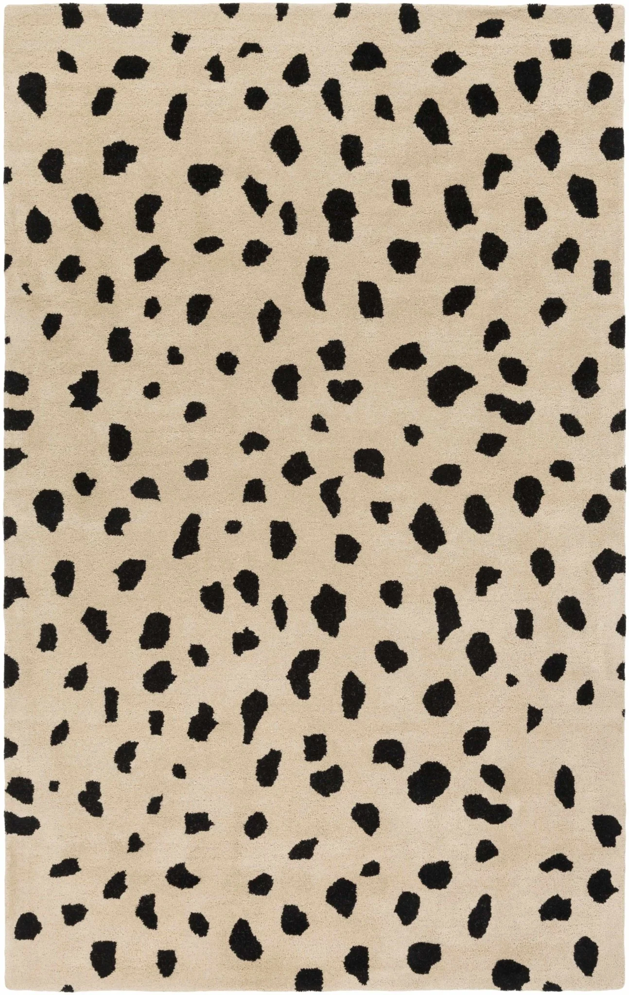Modern Contemporary Leopard Print Beige and Black Hand Tufted wool Area Rug - Image 11