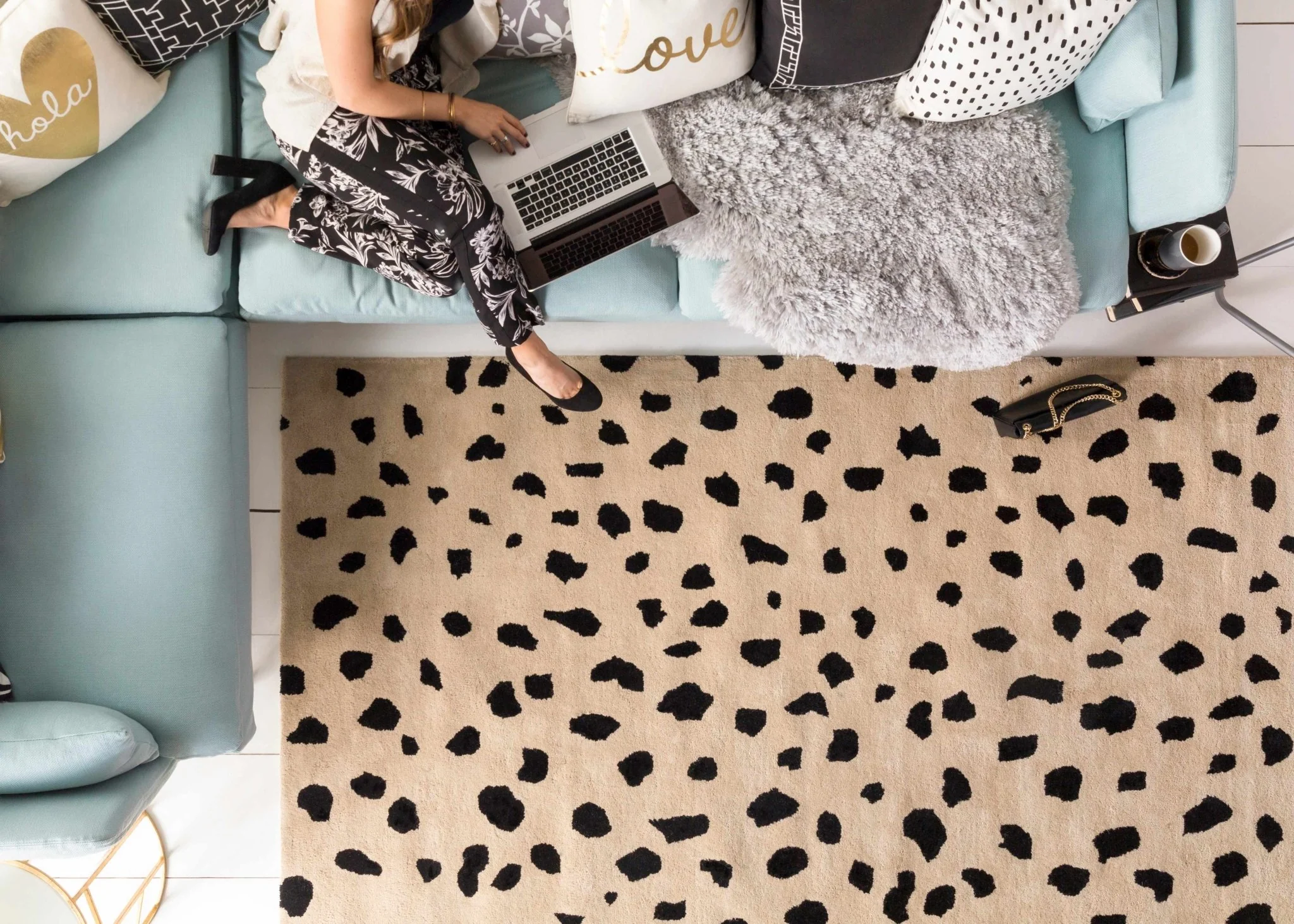 Modern Contemporary Leopard Print Beige and Black Hand Tufted wool Area Rug - Image 12