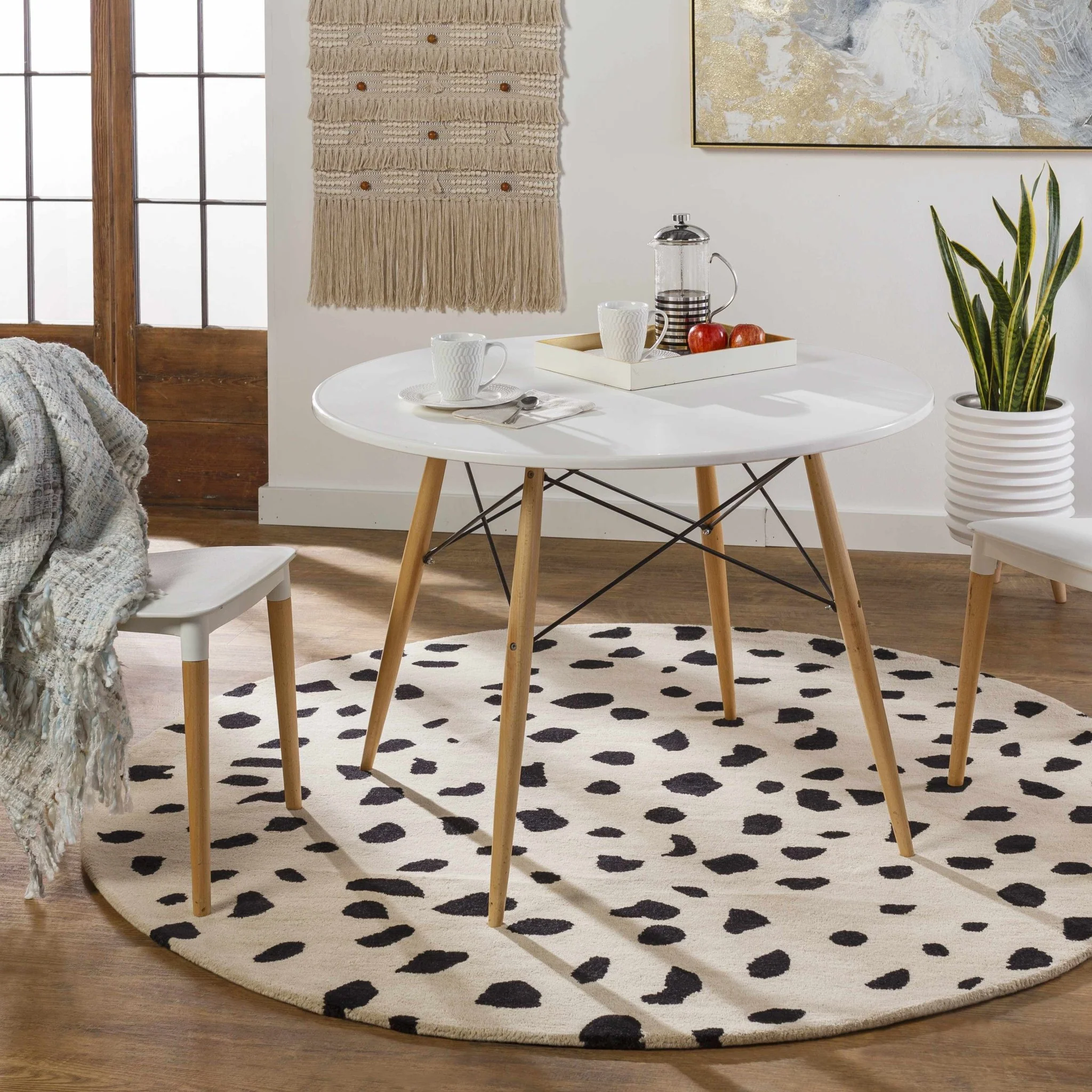 Modern Contemporary Leopard Print Beige and Black Hand Tufted wool Area Rug - Image 4