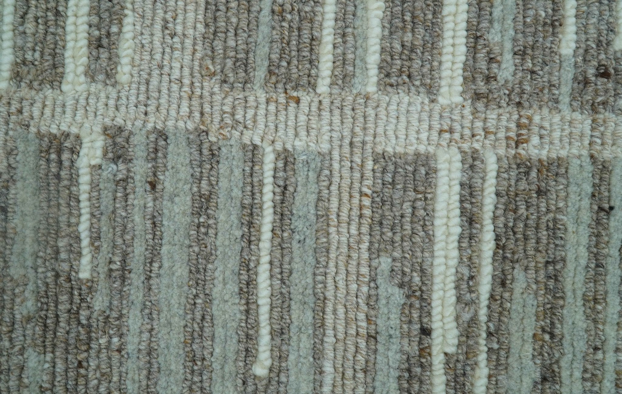Modern Contemporary Beige And Gray Hand Knotted 2x3 Wool Area Rug - Image 5