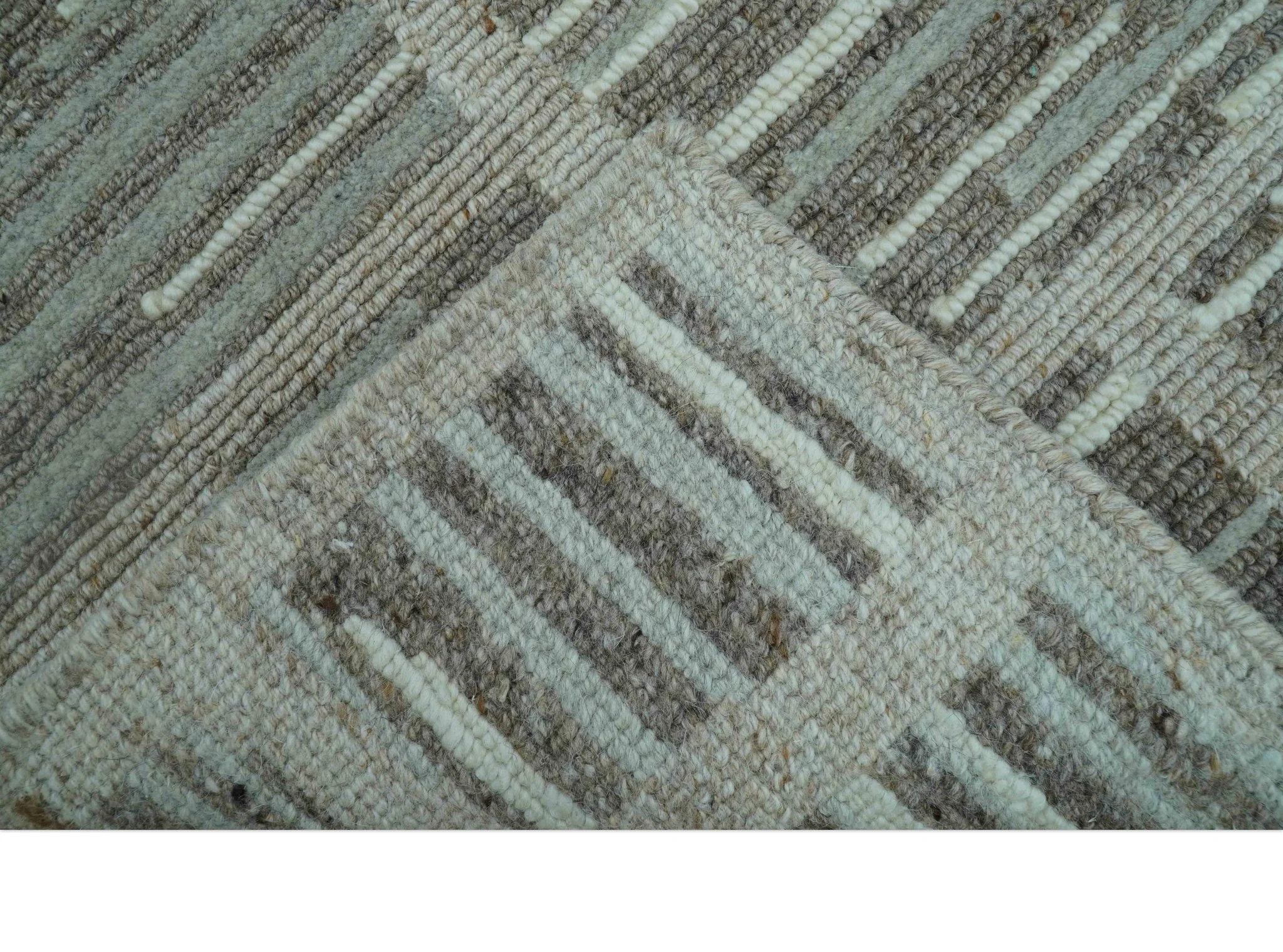 Modern Contemporary Beige And Gray Hand Knotted 2x3 Wool Area Rug - Image 7