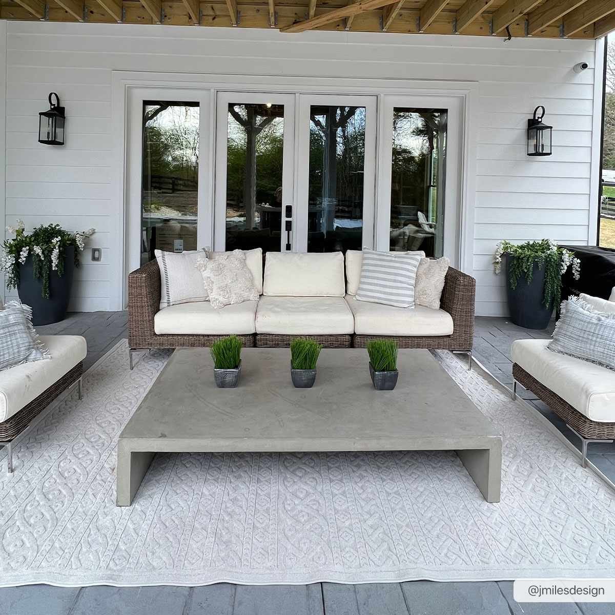 Modern Contemporary Beige Outdoor Safe High Low Pile Area Rug - Image 2
