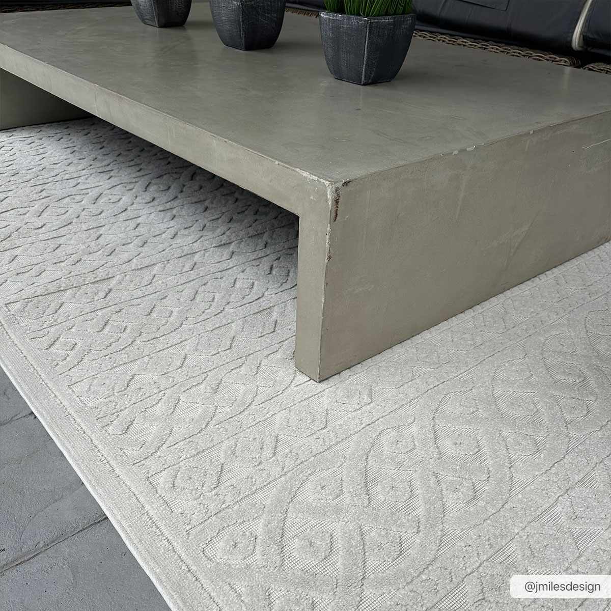 Modern Contemporary Beige Outdoor Safe High Low Pile Area Rug - Image 3