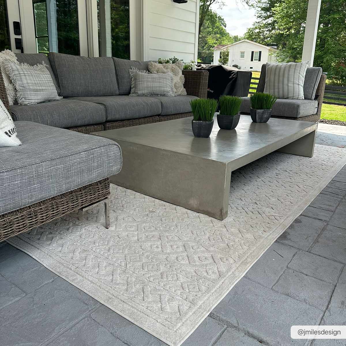 Modern Contemporary Beige Outdoor Safe High Low Pile Area Rug - Image 4