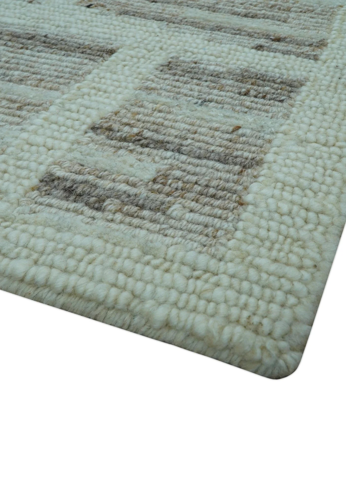 Modern Contemporary Beige Hand Knotted 2x3 Wool Area Rug - Image 7
