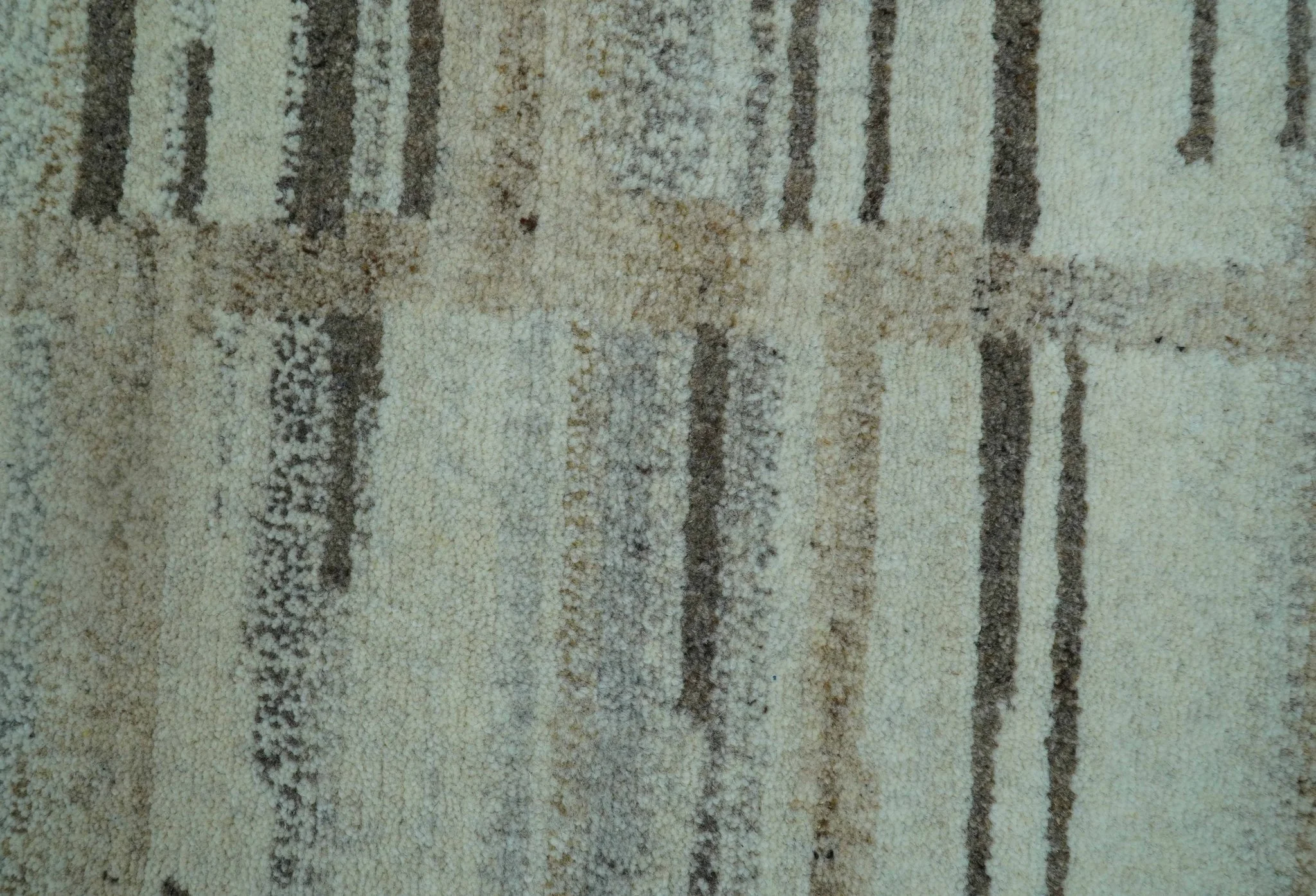 Modern Contemporary Beige Hand Knotted 2x3 Wool Area Rug - Image 3