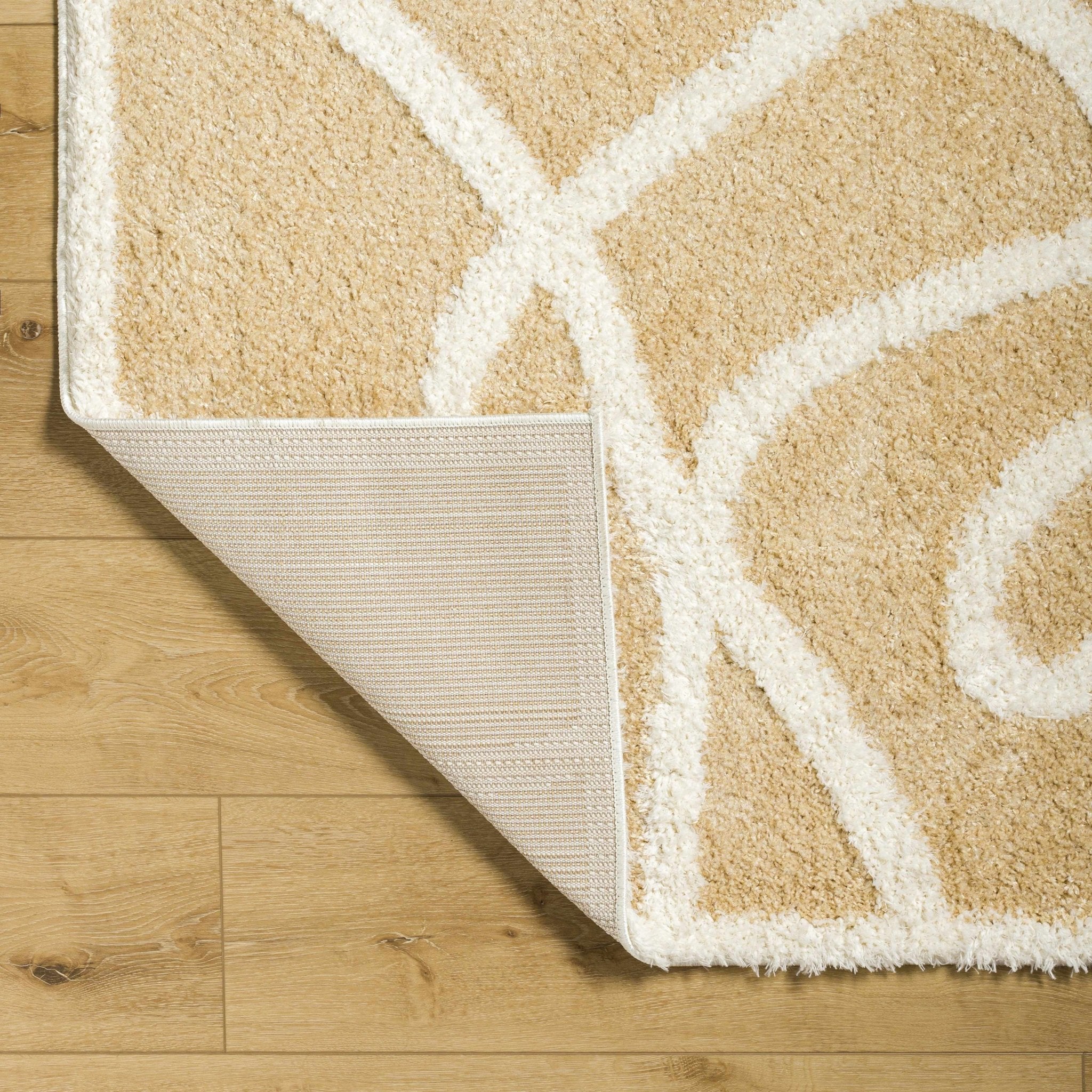 Modern Contemporary Beige and Ivory free line design Plush Pile area Rug - Image 6