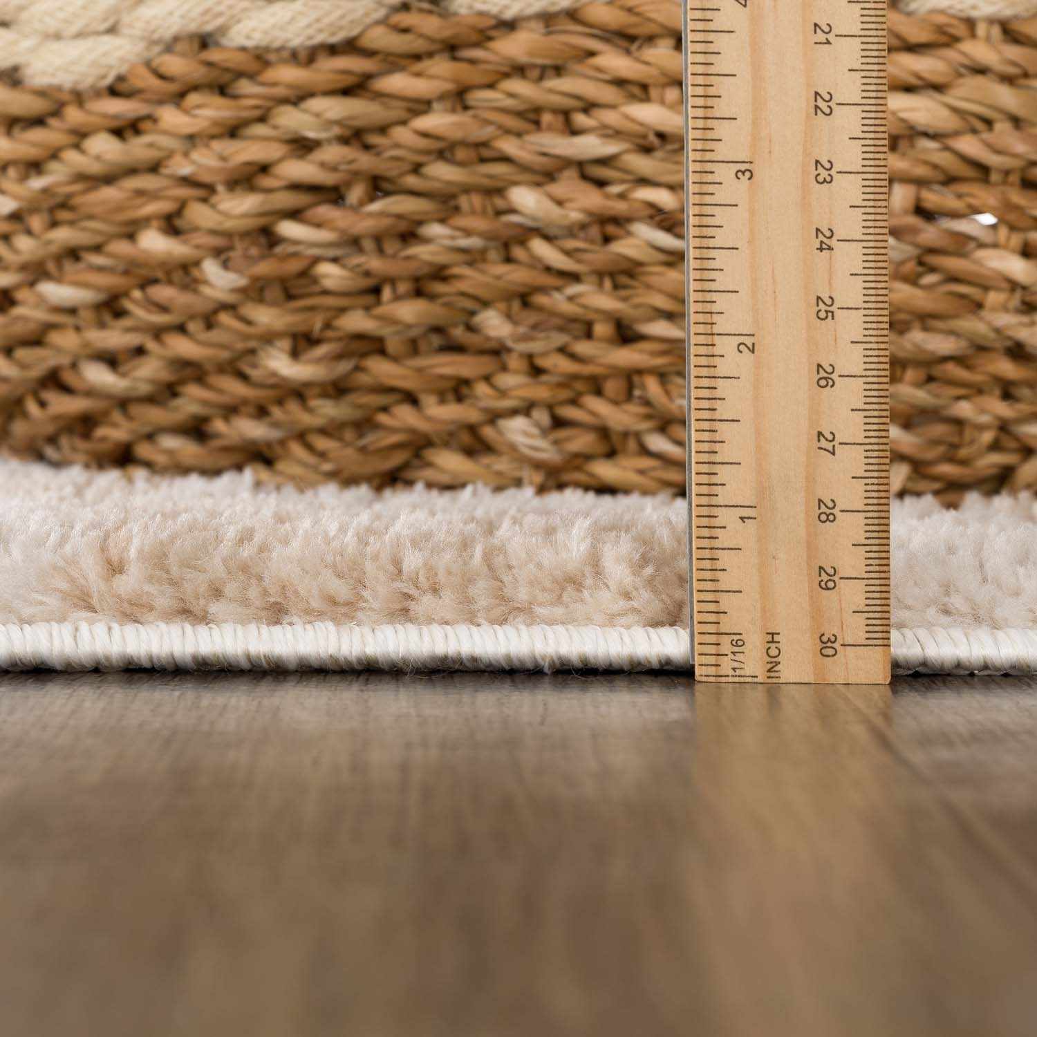 Modern Contemporary Camel and Beige Checked Texture High Pile Washable Area Rug - Image 9