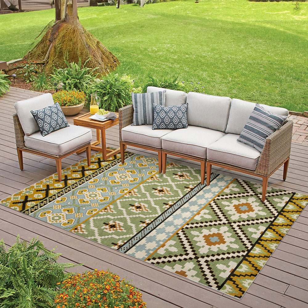 Modern Contemporary Green Machine Washable Cotton Area Rug - Image 3