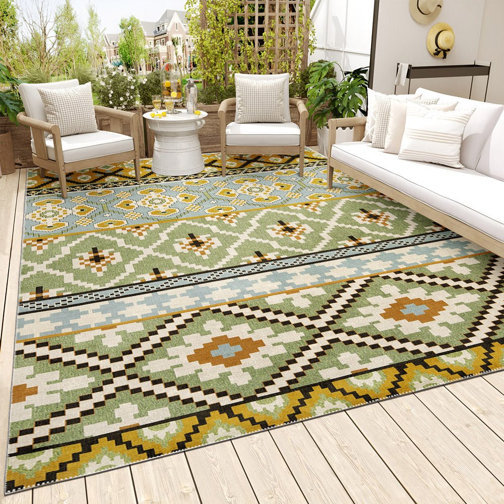 Modern Contemporary Green Machine Washable Cotton Area Rug - Image 4