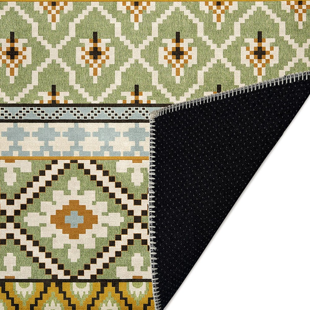 Modern Contemporary Green Machine Washable Cotton Area Rug - Image 6