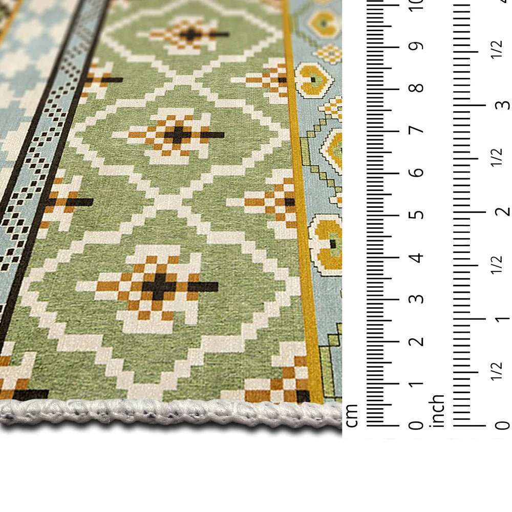 Modern Contemporary Green Machine Washable Cotton Area Rug - Image 7