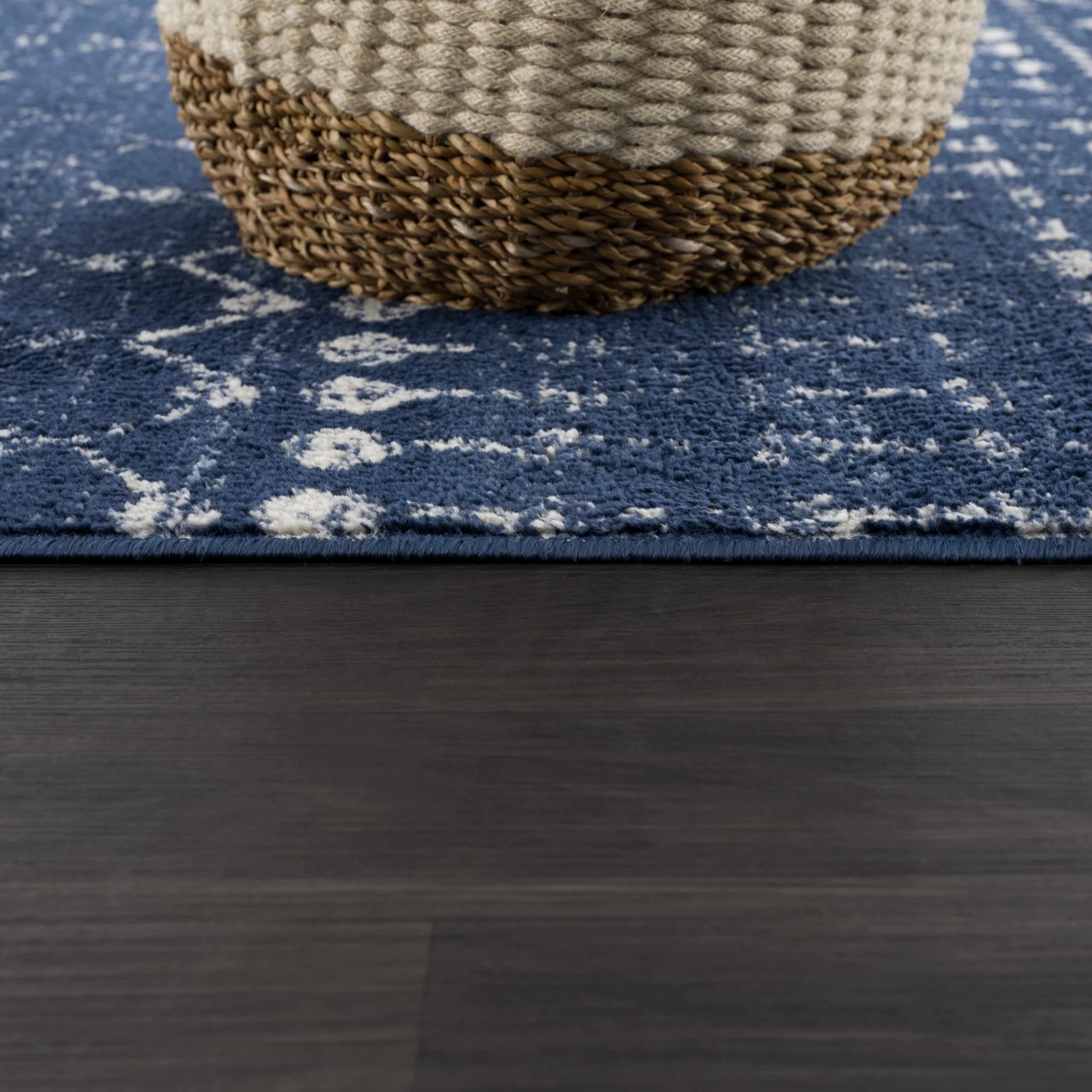 Modern Contemporary Navy and Ivory Low pile Multi size Area Rug - Image 10