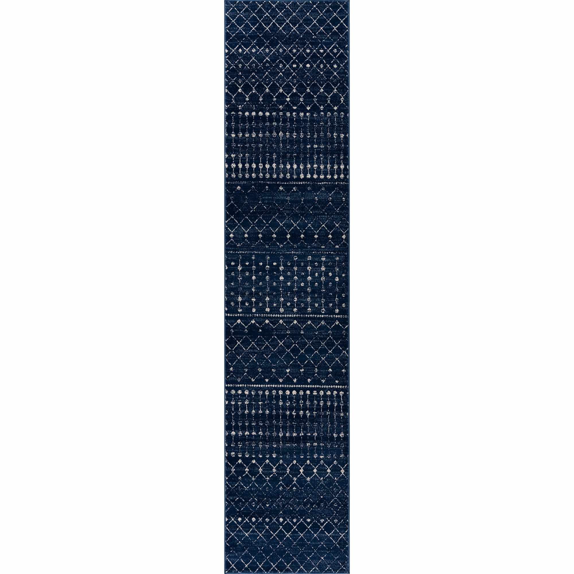 Modern Contemporary Navy and Ivory Low pile Multi size Area Rug - Image 5