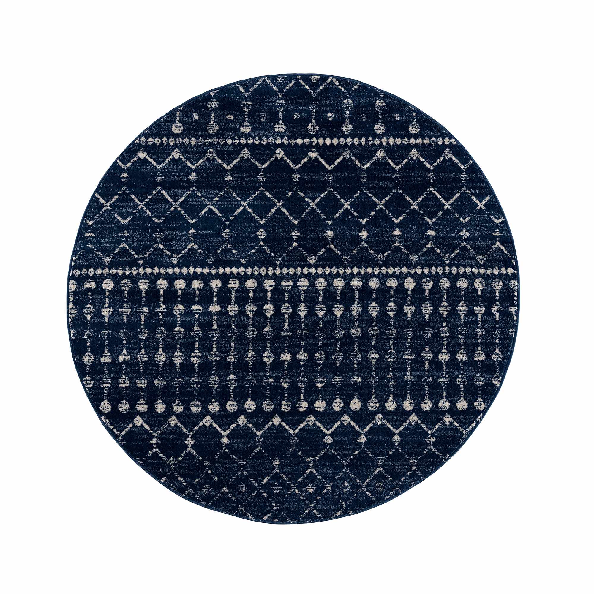 Modern Contemporary Navy and Ivory Low pile Multi size Area Rug - Image 6