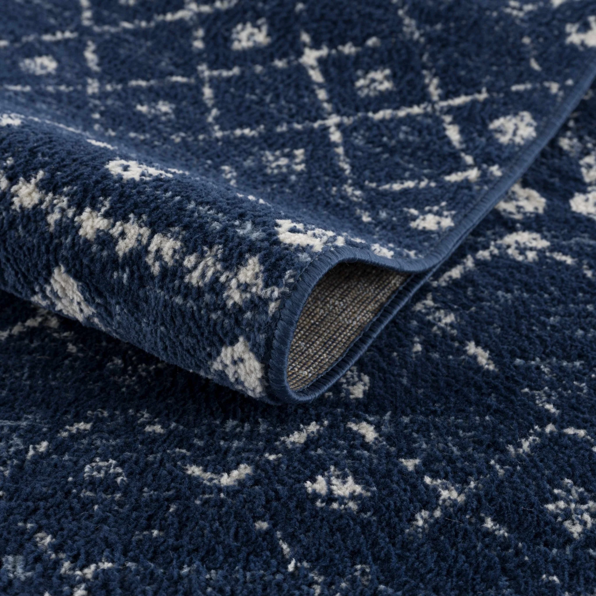 Modern Contemporary Navy and Ivory Low pile Multi size Area Rug - Image 8