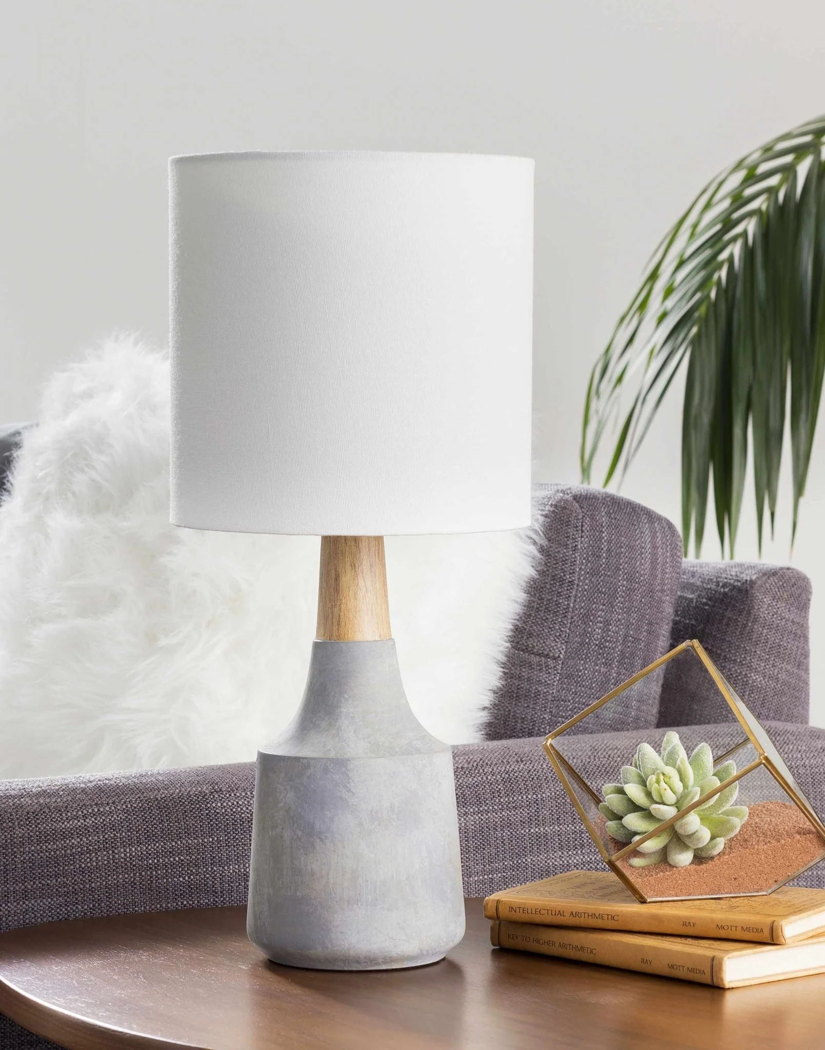 Modern Contemporary White, Tan and Light Blue Table Lamp, Bed Side Lamp - Image 2