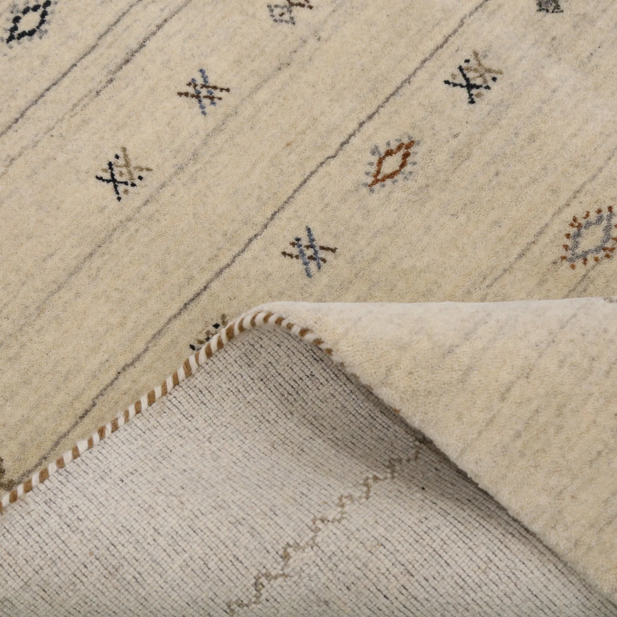 Modern Design Beige Hand Loomed Wool Area Rug - Image 10