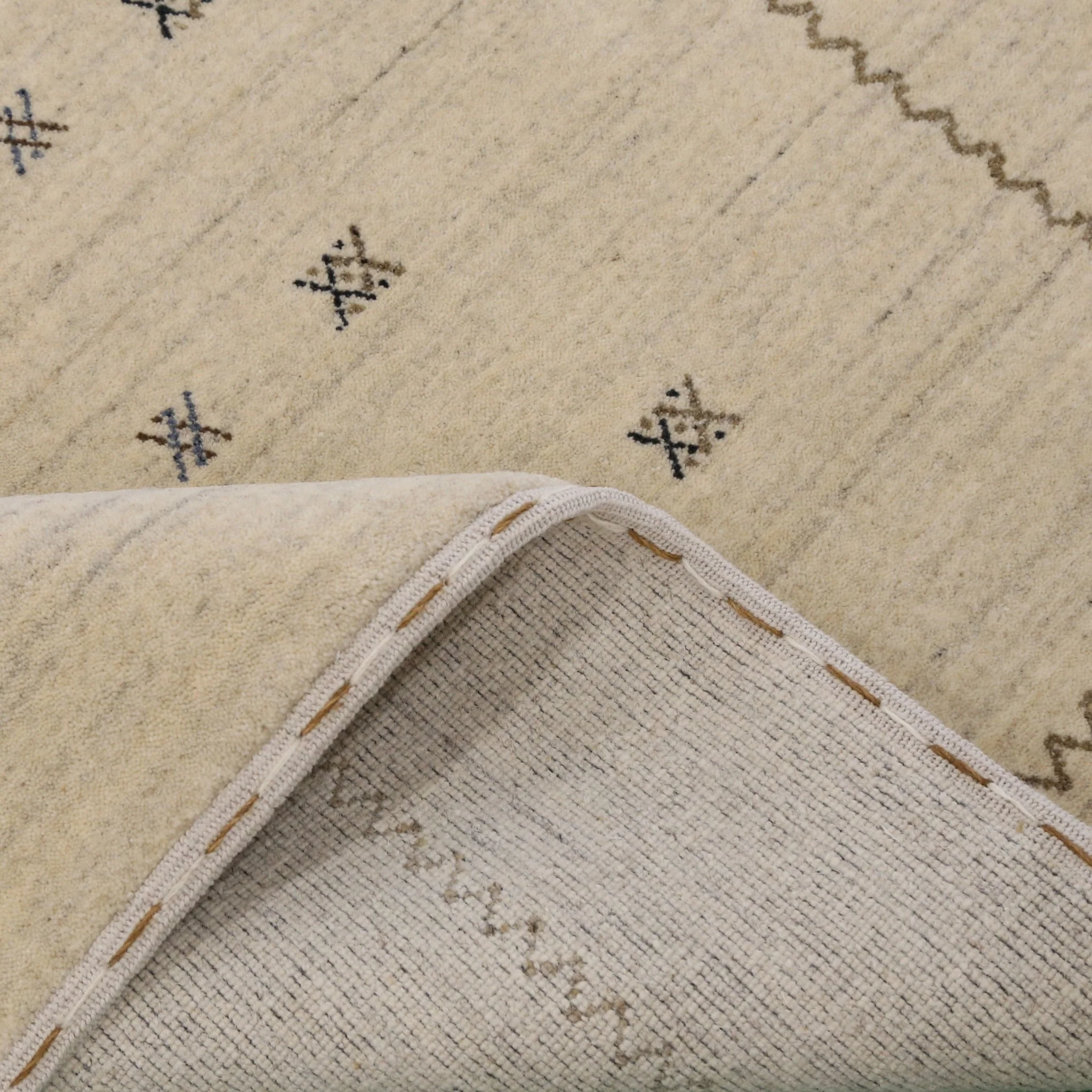 Modern Design Beige Hand Loomed Wool Area Rug - Image 11
