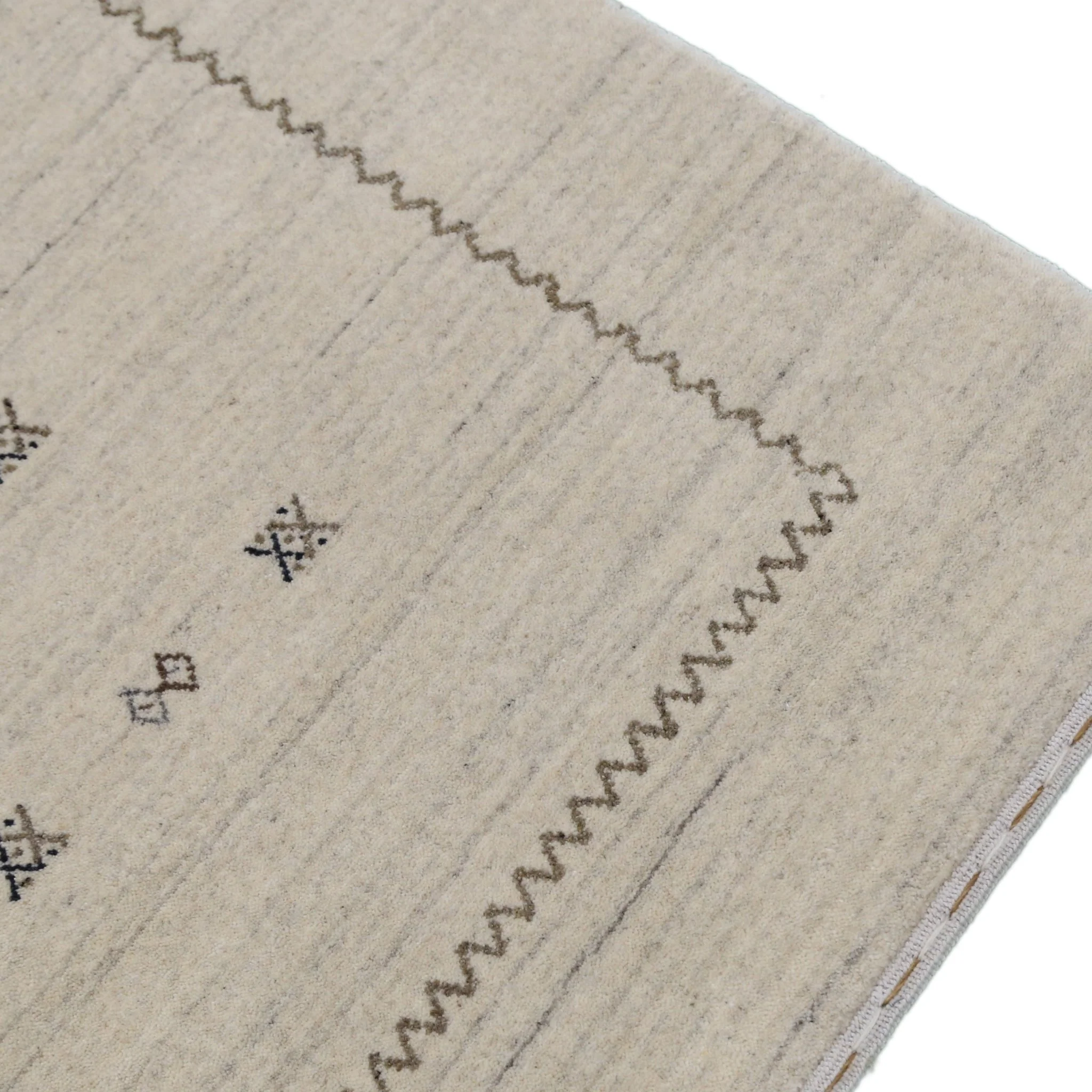 Modern Design Beige Hand Loomed Wool Area Rug - Image 12