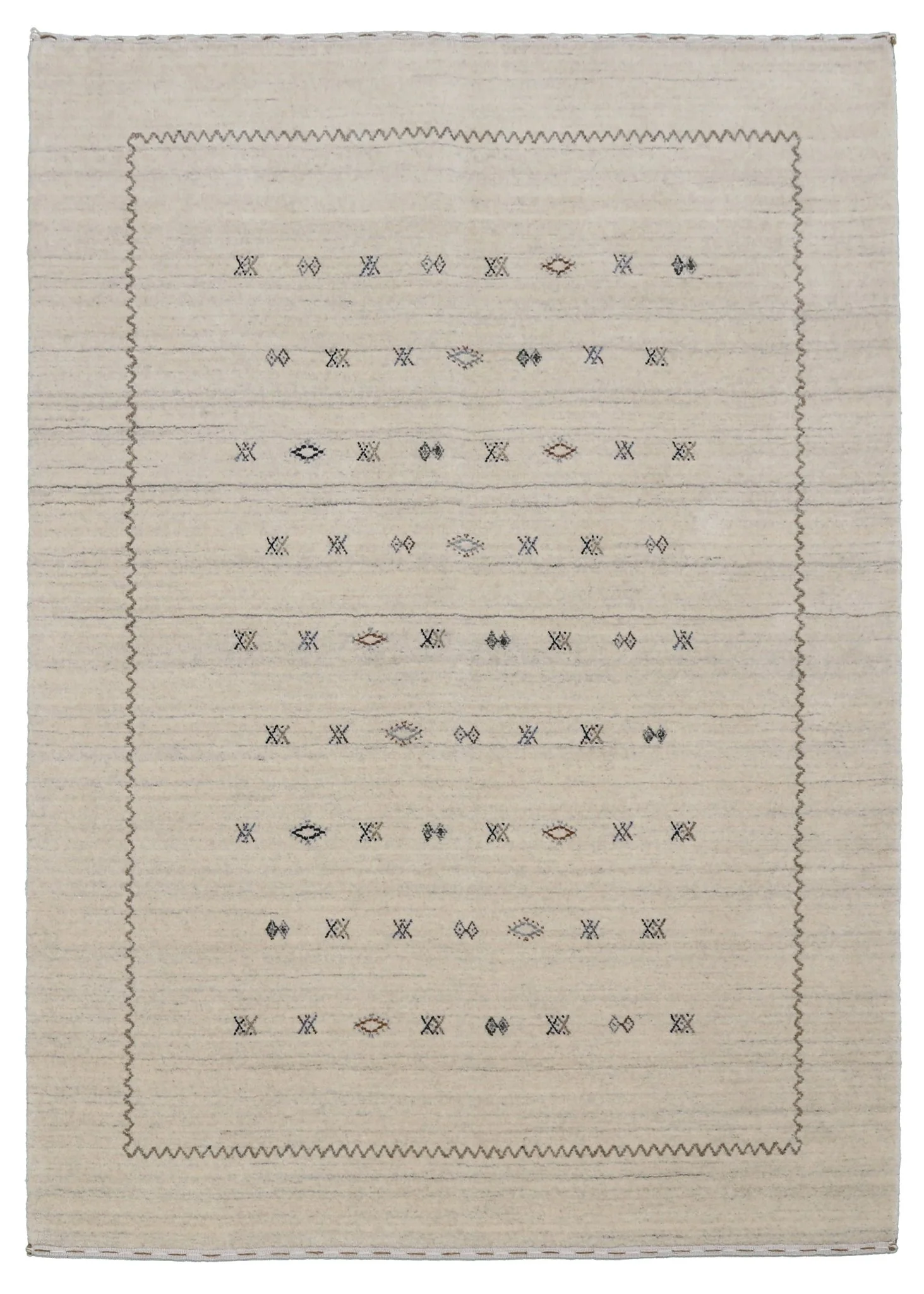 Modern Design Beige Hand Loomed Wool Area Rug - Image 13