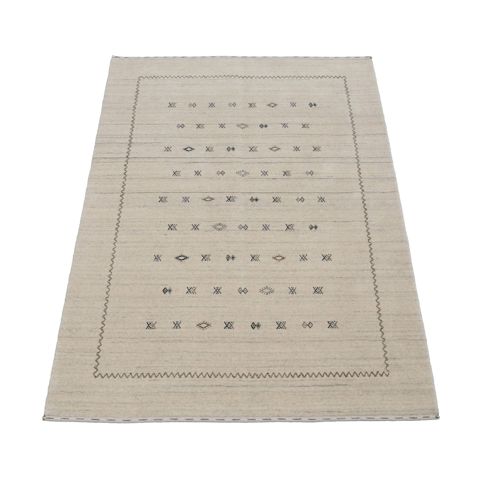 Modern Design Beige Hand Loomed Wool Area Rug - Image 14