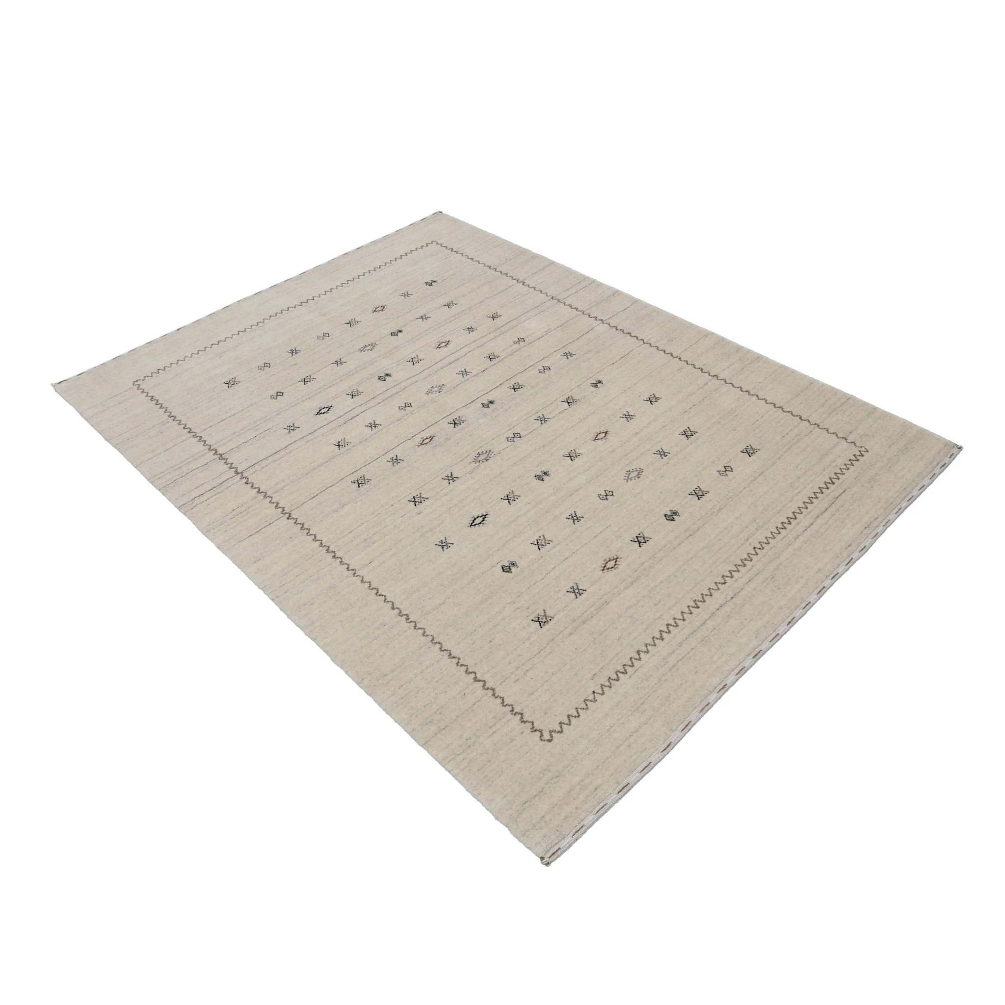 Modern Design Beige Hand Loomed Wool Area Rug - Image 15