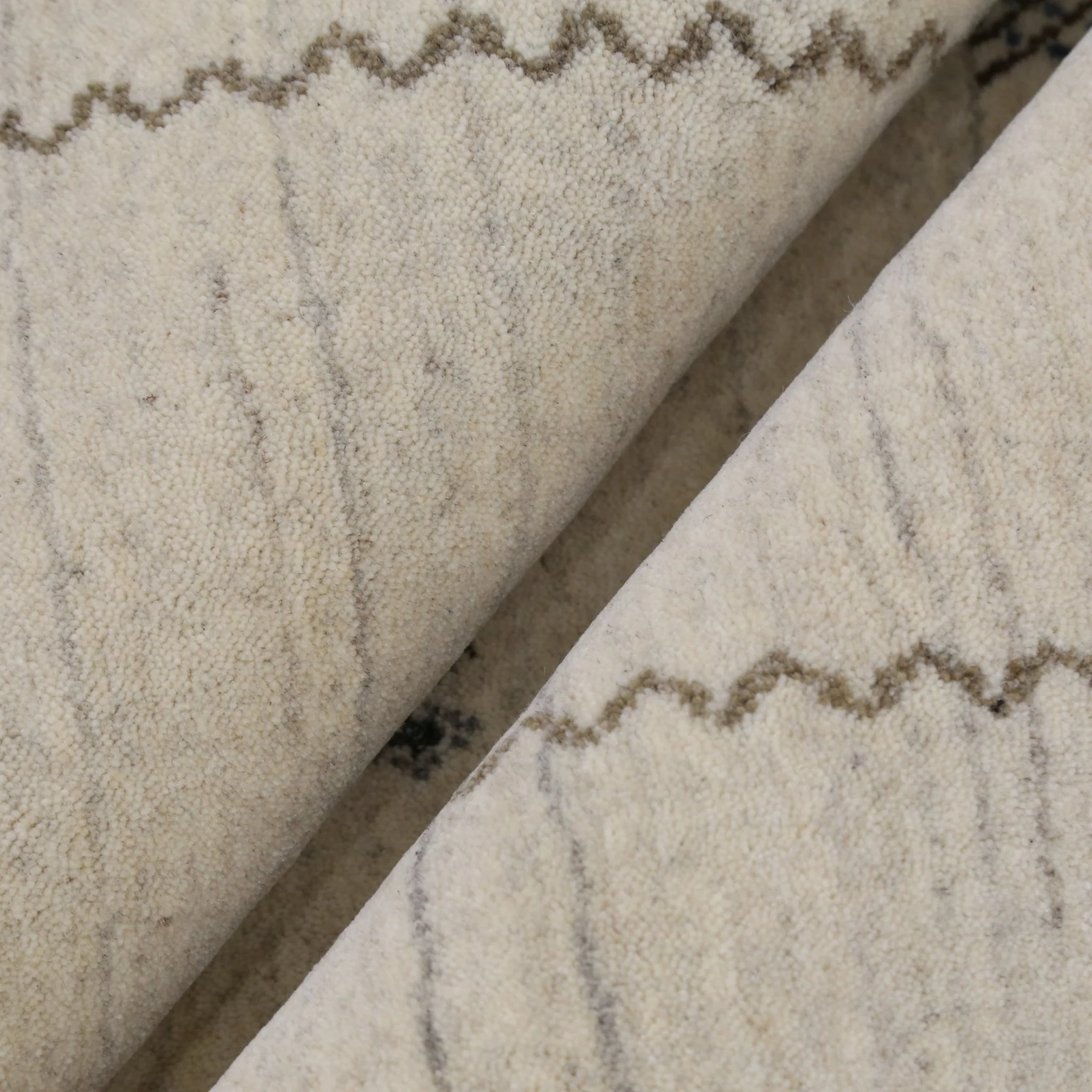 Modern Design Beige Hand Loomed Wool Area Rug - Image 3