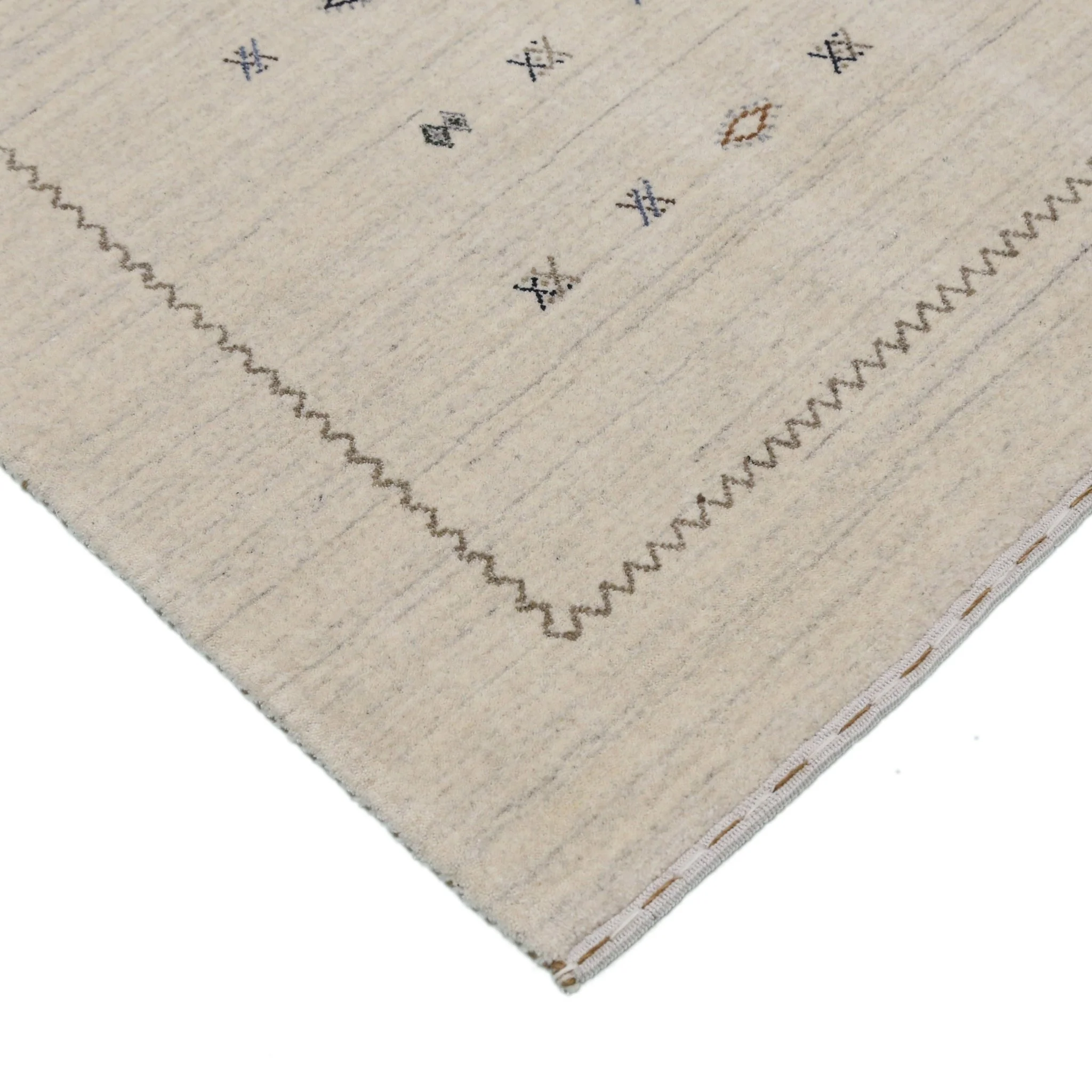 Modern Design Beige Hand Loomed Wool Area Rug - Image 5