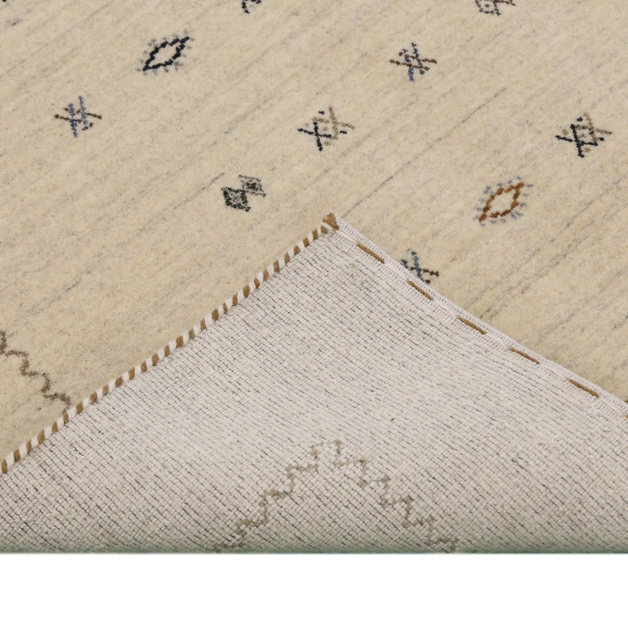 Modern Design Beige Hand Loomed Wool Area Rug - Image 8