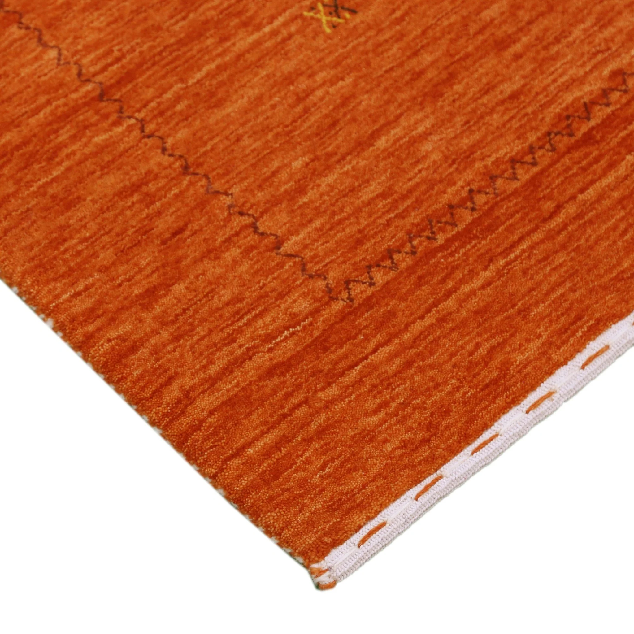 Modern Design Orange Hand Loomed Wool Area Rug - Image 11