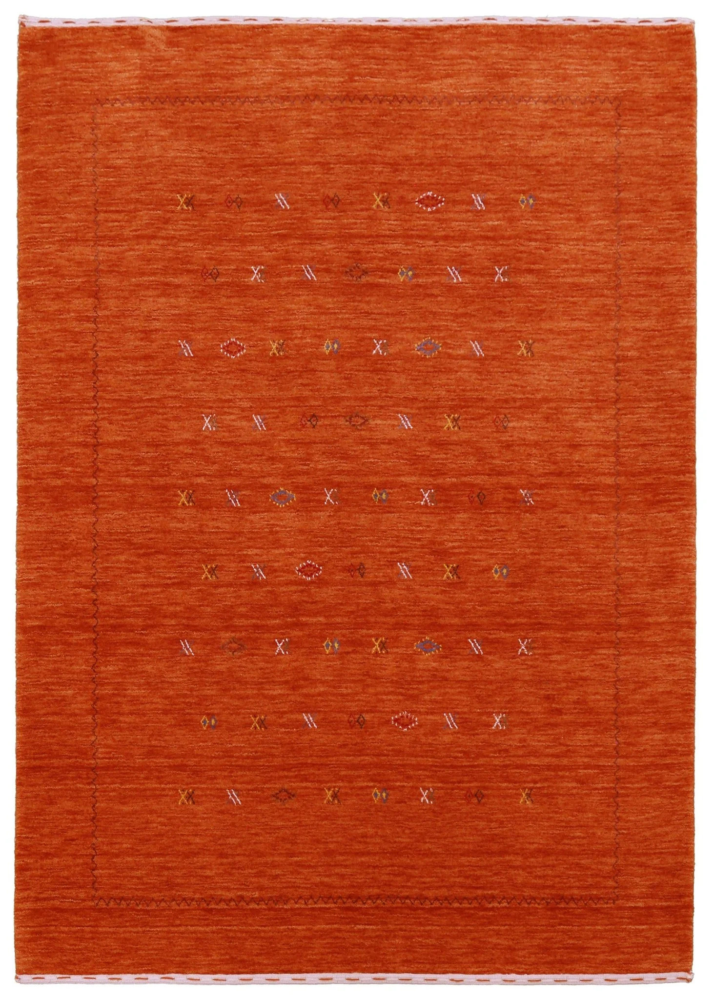 Modern Design Orange Hand Loomed Wool Area Rug - Image 12