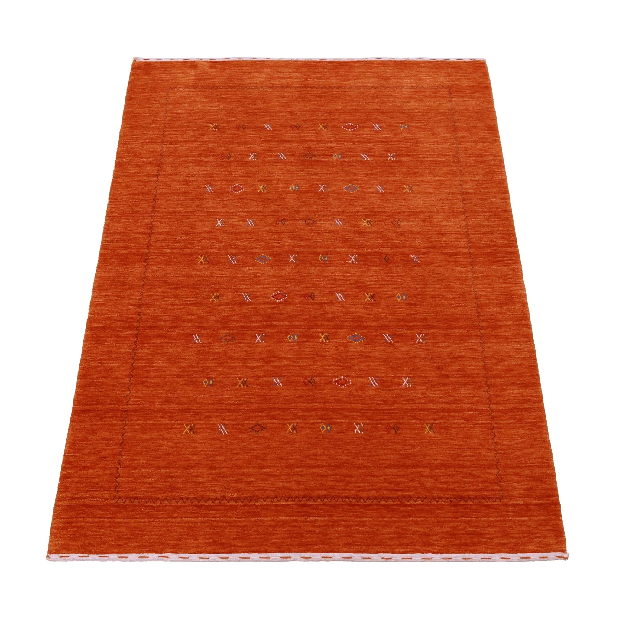 Modern Design Orange Hand Loomed Wool Area Rug - Image 14