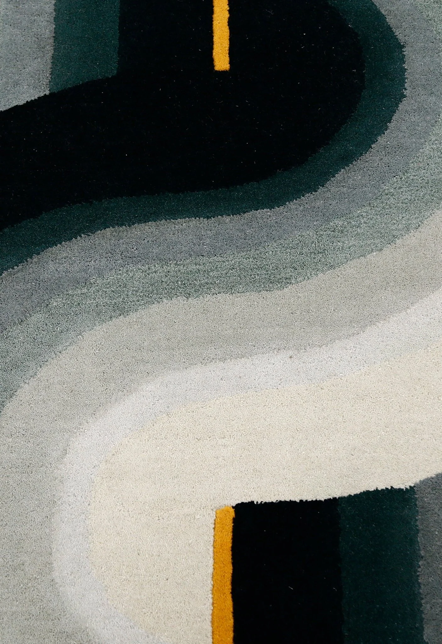 Modern Eclipse Curve Black Hand Tufted 4x6 Wool Rug - Image 6