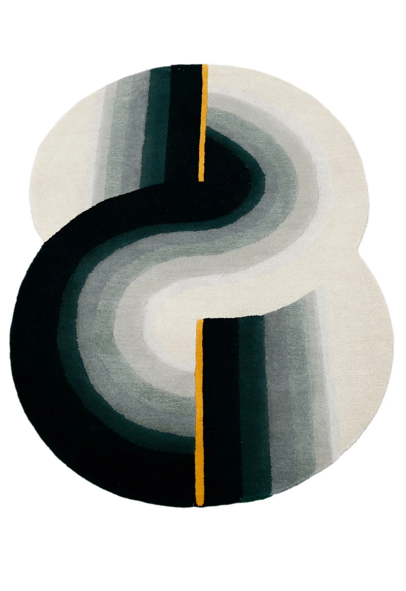 Modern Eclipse Curve Black Hand Tufted 4x6 Wool Rug - Image 7