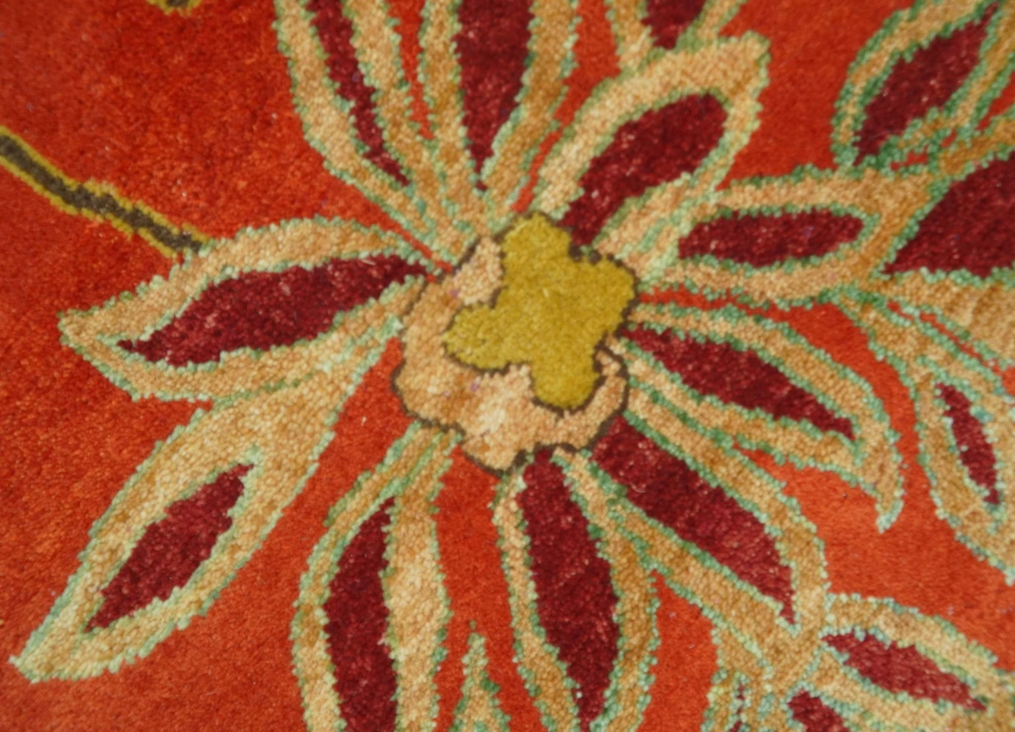 Modern Floral Orange 8x10 Hand Knotted wool Area Rug - Image 7
