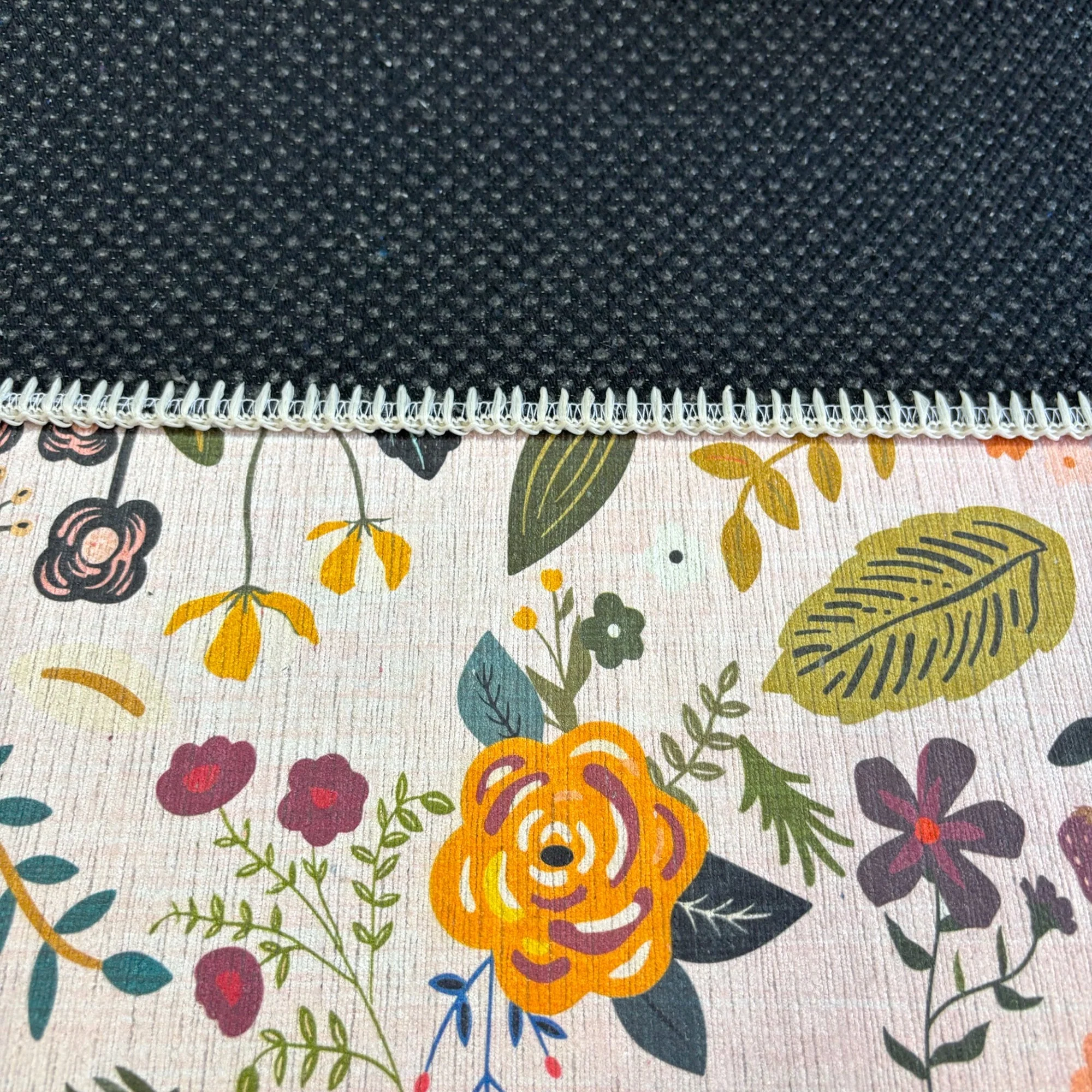 Modern Floral Peach Machine Washable Cotton Area Rug - Image 9