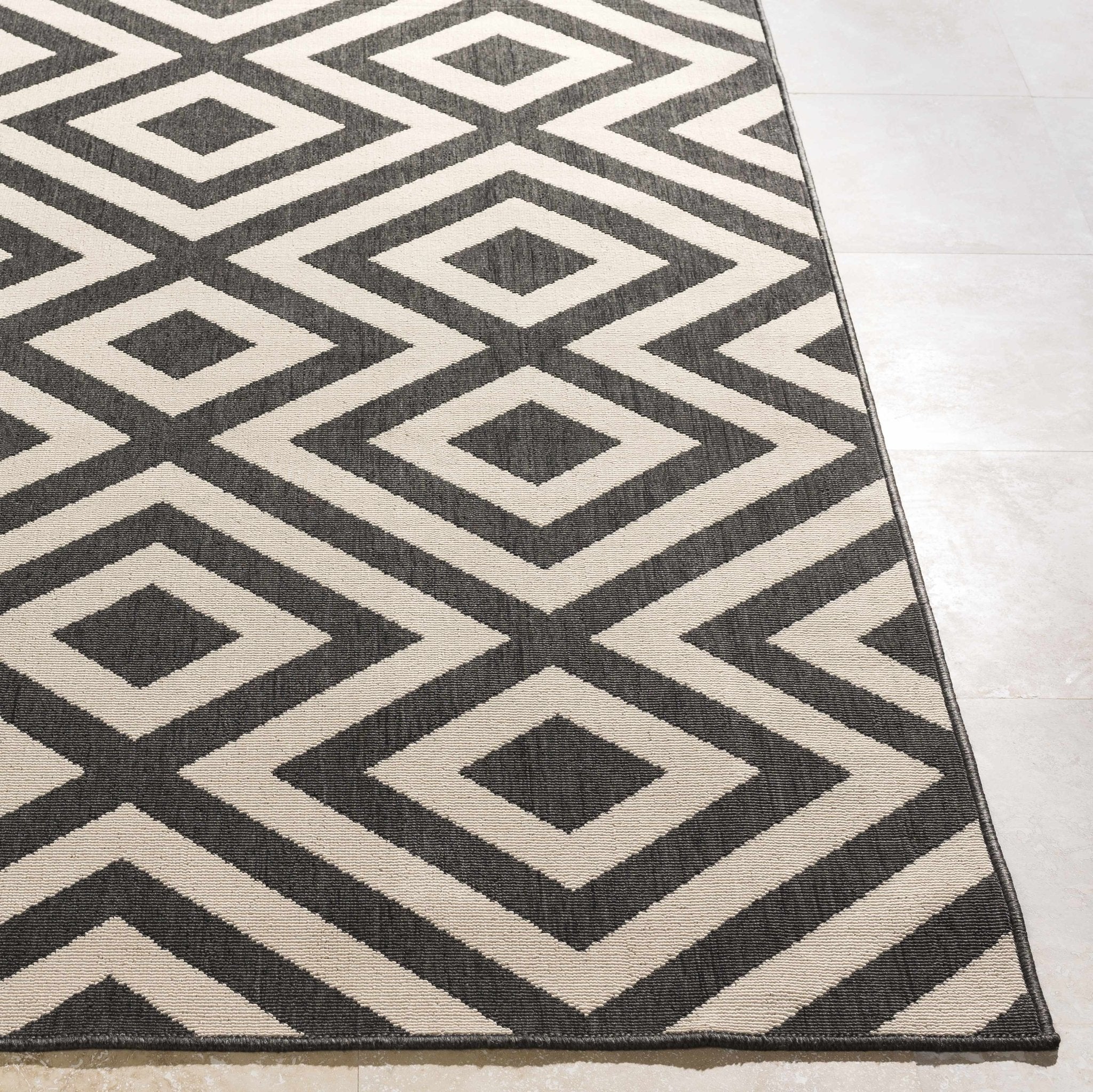Outdoor Safe Modern Geometric Beige and Charcoal Multi size Area Rug - Image 13