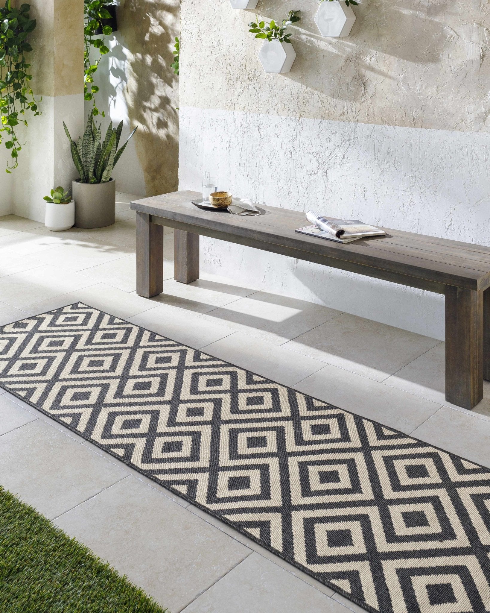 Outdoor Safe Modern Geometric Beige and Charcoal Multi size Area Rug - Image 16
